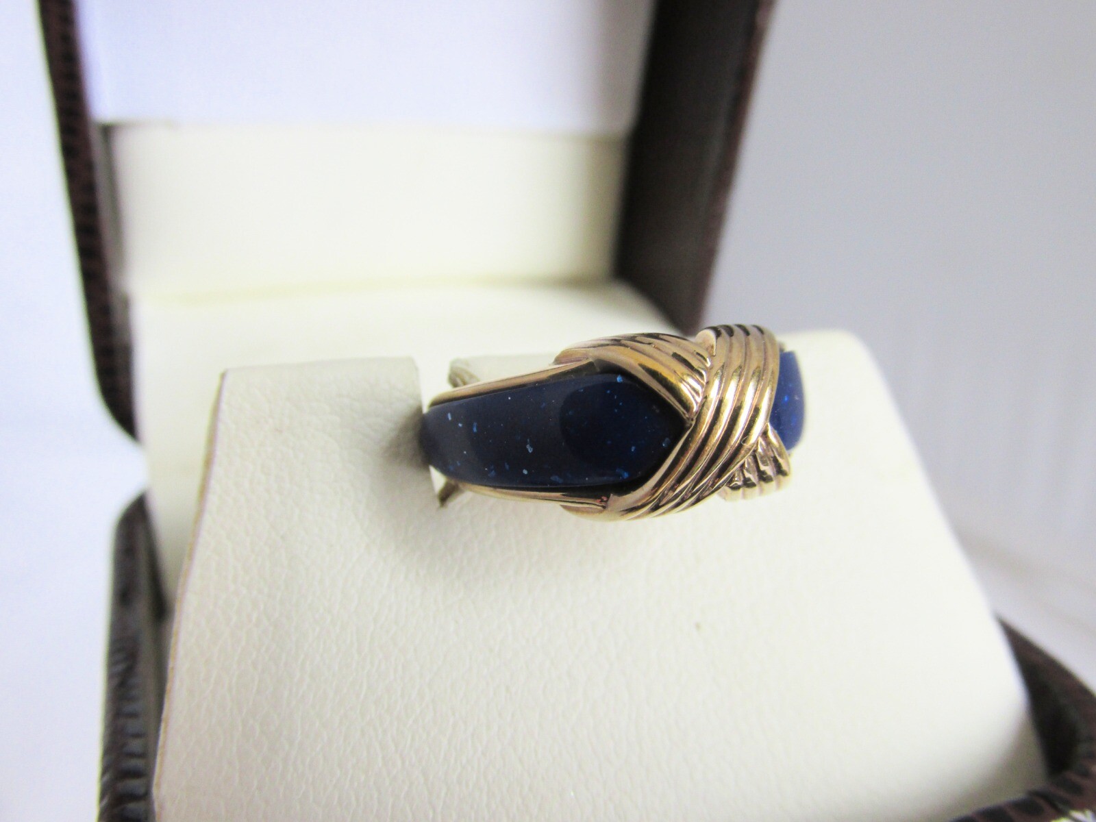 Vintage AVON Faux Lapis Lazuli Inlay Domed Ring SZ 5 (Unsigned)