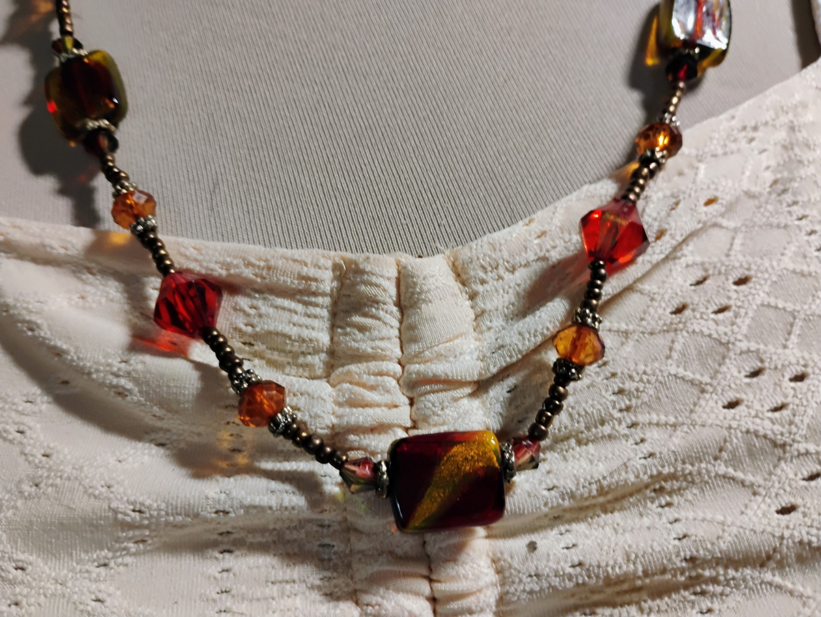 Stunning 23″ Czech Glass? Handmade Vintage Necklace & Matching Art Nouveau…