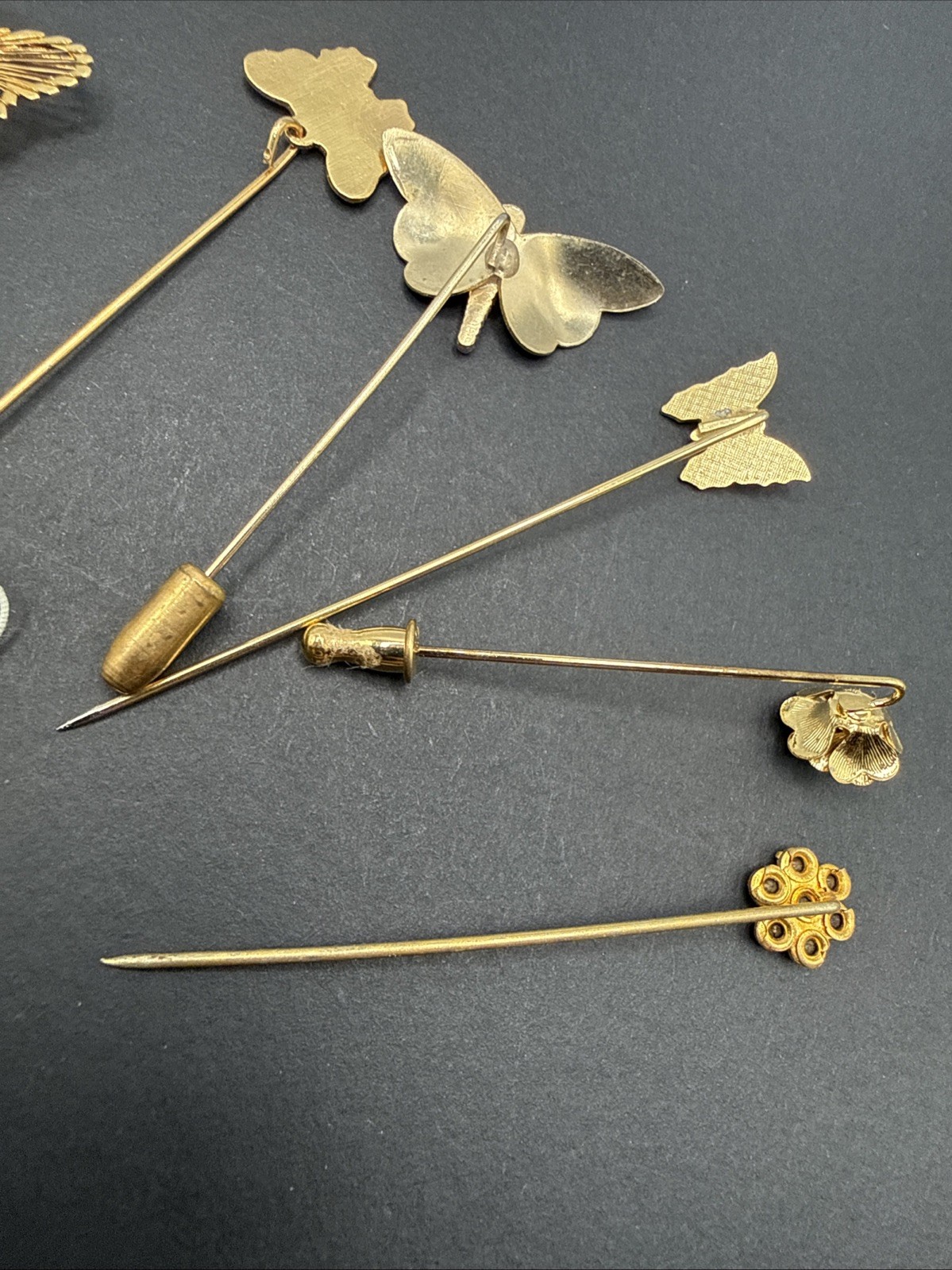 Lot Of Gold Tone Stick Pins – Butterflies Flower Garden Cloisonné One Monet B7