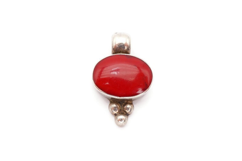 Vintage Mexico Sterling Silver 925 Jasper Pendant ATI