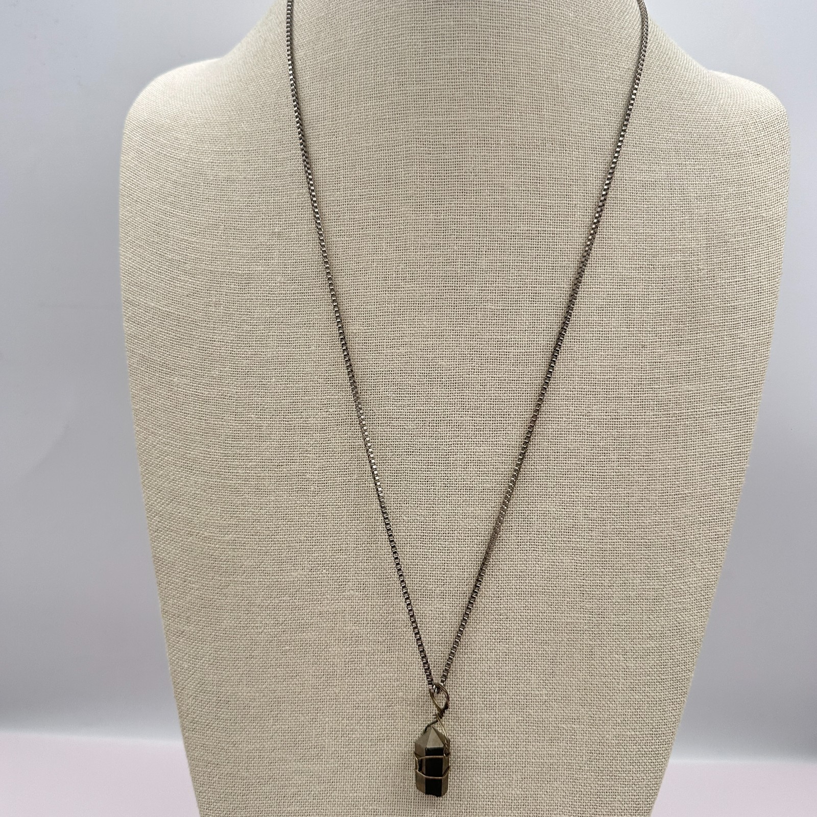 Vintage 90s Wire Wrapped Pyrite Point Pendant Necklace Women’s Classic Jewelry