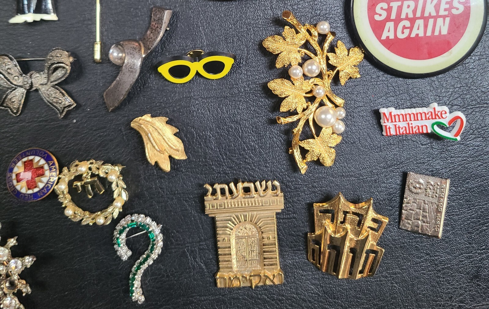 Vintage Costume Jewelry Pin Badge Lot Betty Boop Lucky Strike Flamingo Rhineston