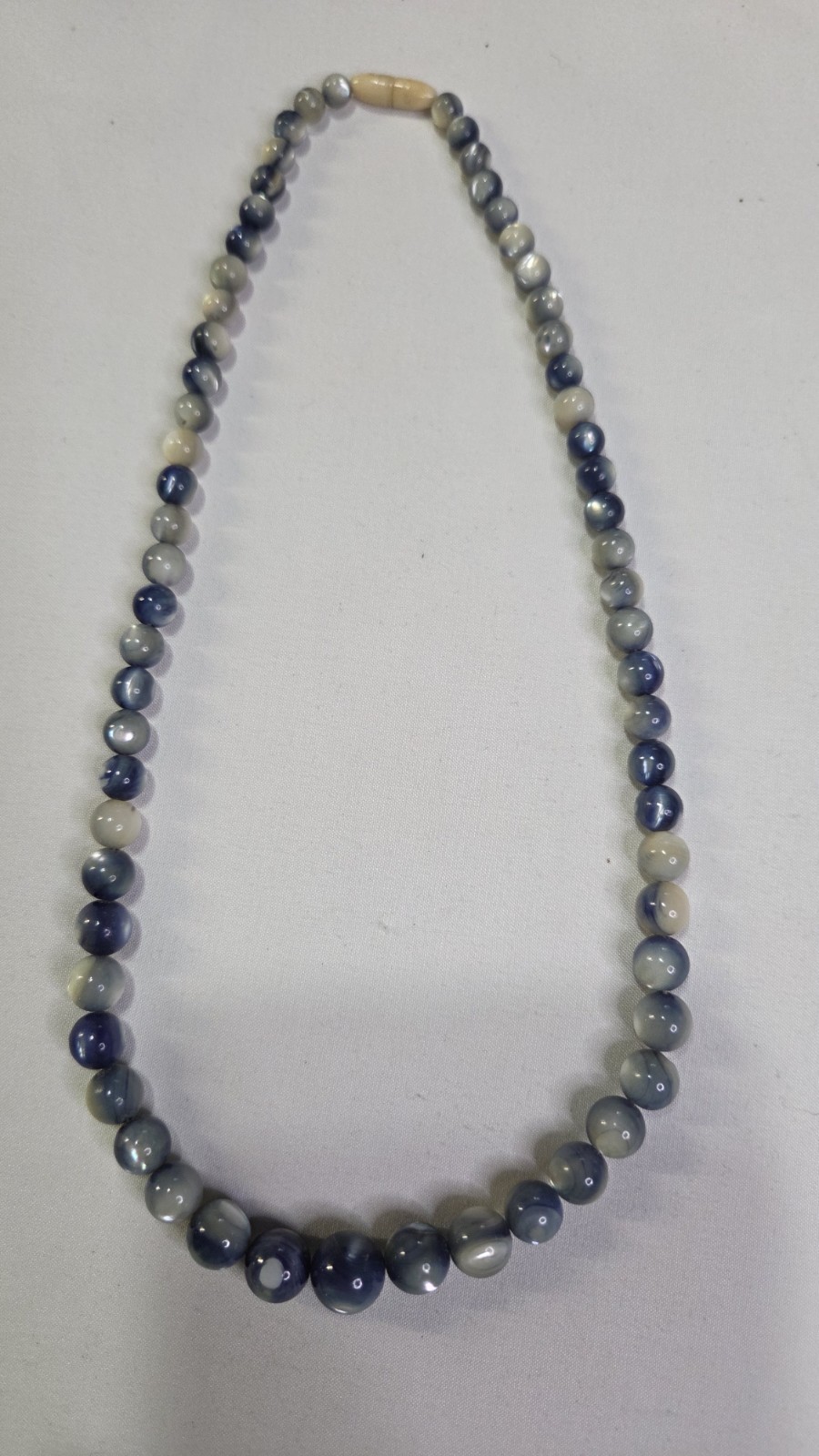 Vintage, Natural Lightening Ridge, Black Opal(?) Beaded 17″ Necklace (1012)