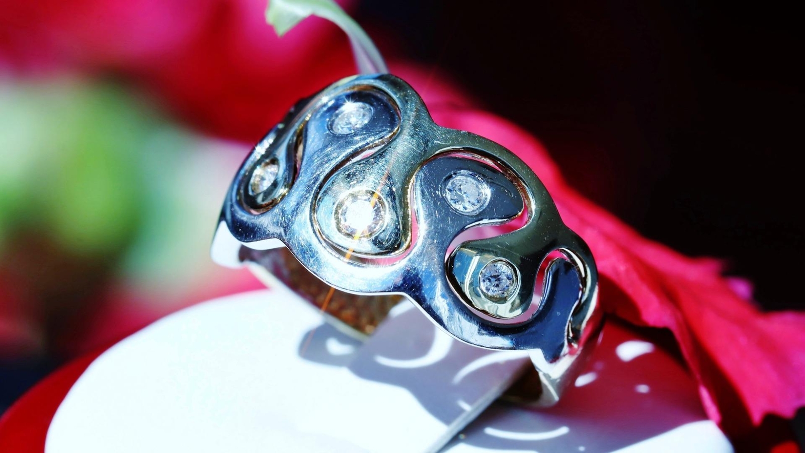 14k gold multi tone ring 0.35ct diamond size 9 yin & yang handmade 5.6g 6057