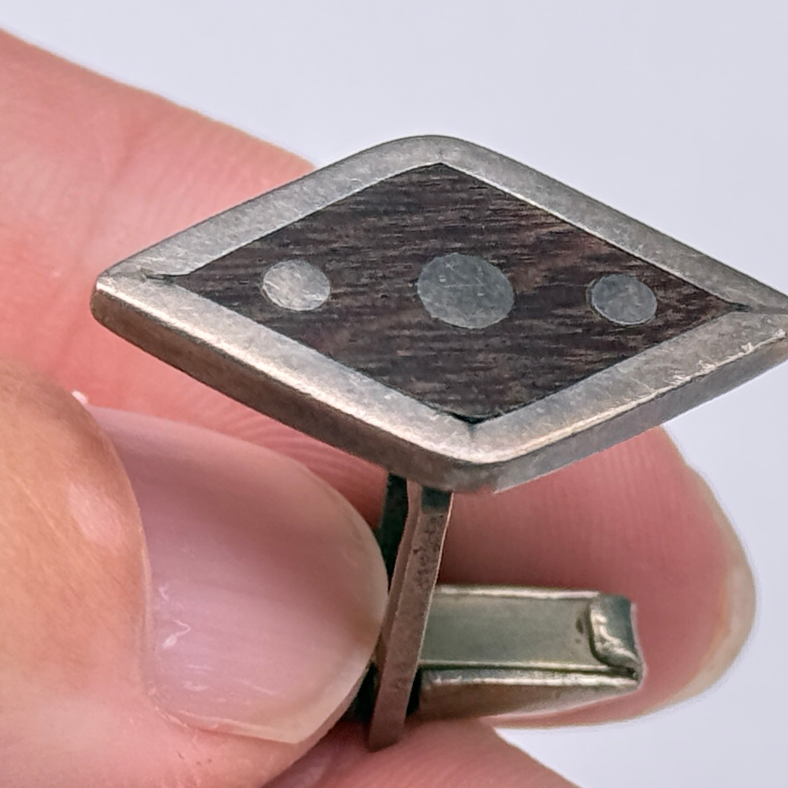 Vintage Wood Sterling Silver Taxco 980 Cufflinks