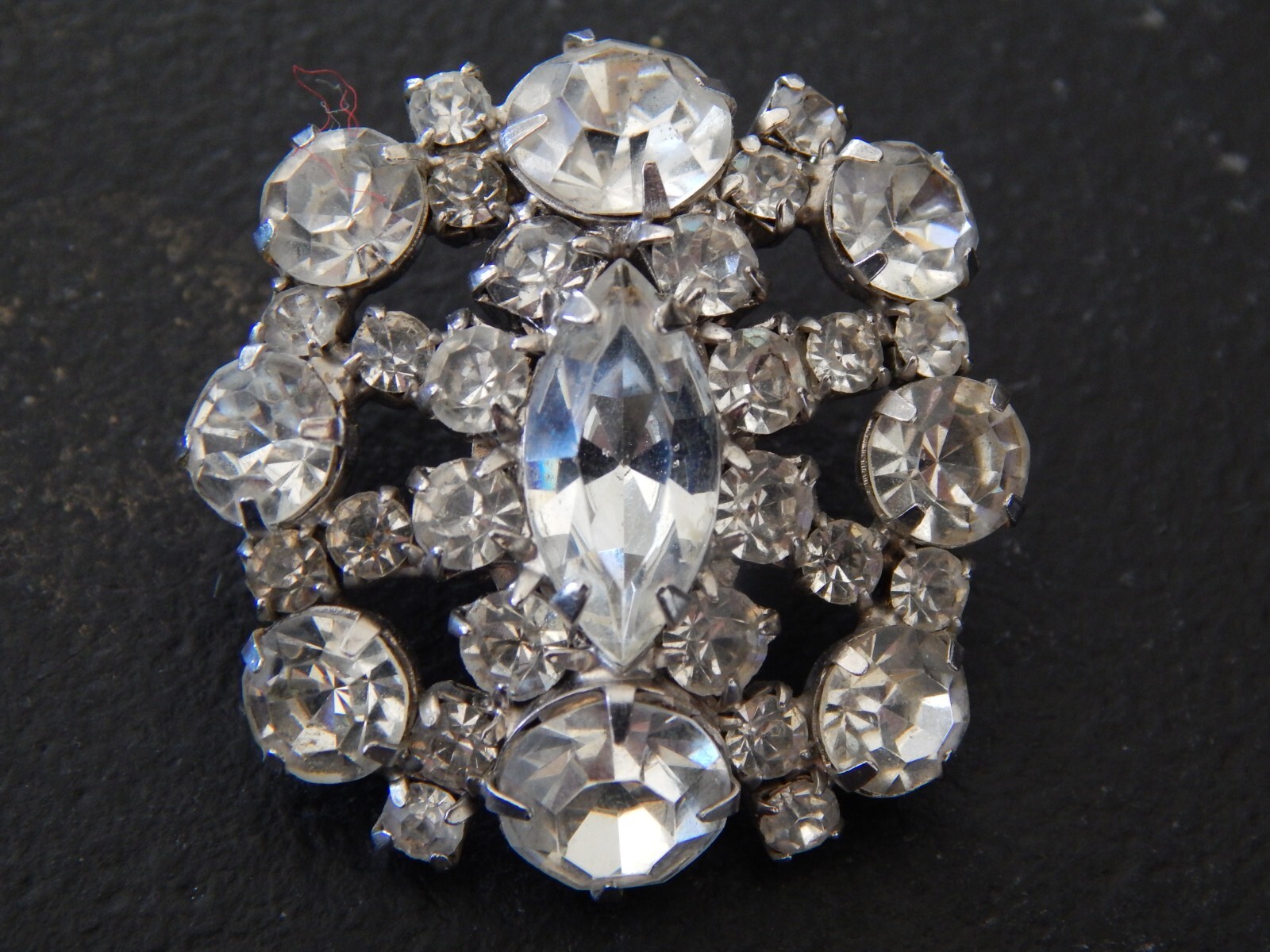 Vintage Rhinestone Earrings Signed La Roco: Clip-On, Silver-Tone