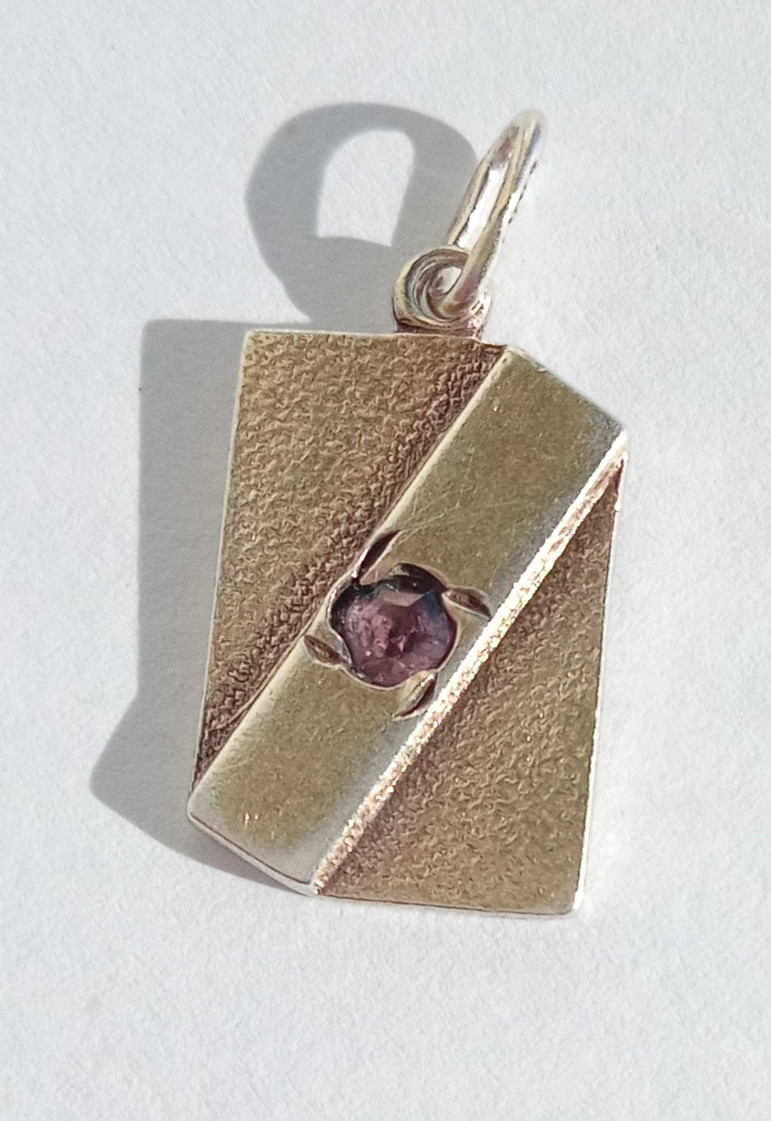 Vintage Pendant Purple stone Gilt Silver 875 test star USSR times Women Jewelry