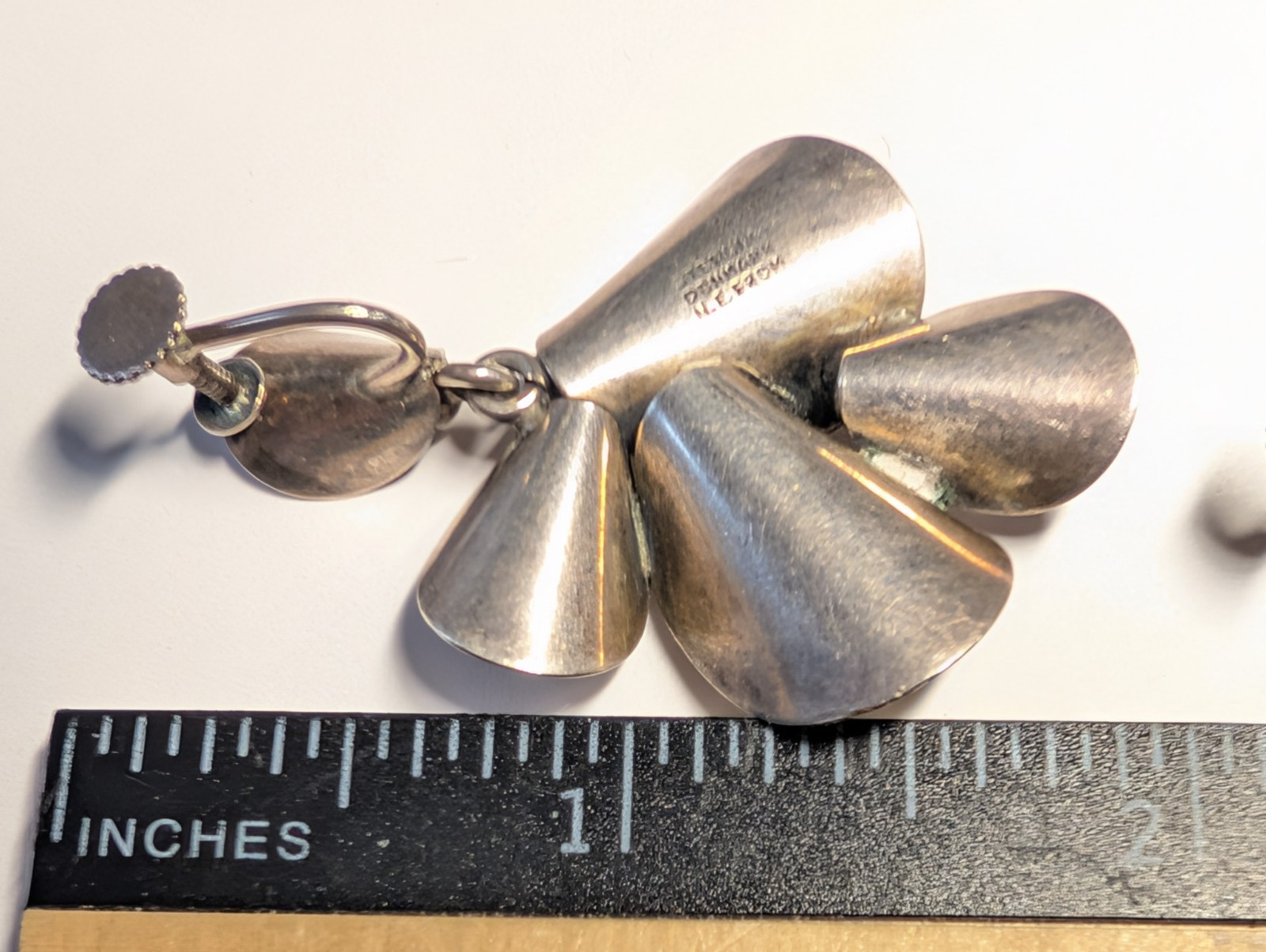 VINTAGE STERLING SILVER N.E. FROM DENMARK EARRINGS SIGNED HALLMARKED SCREWBACK