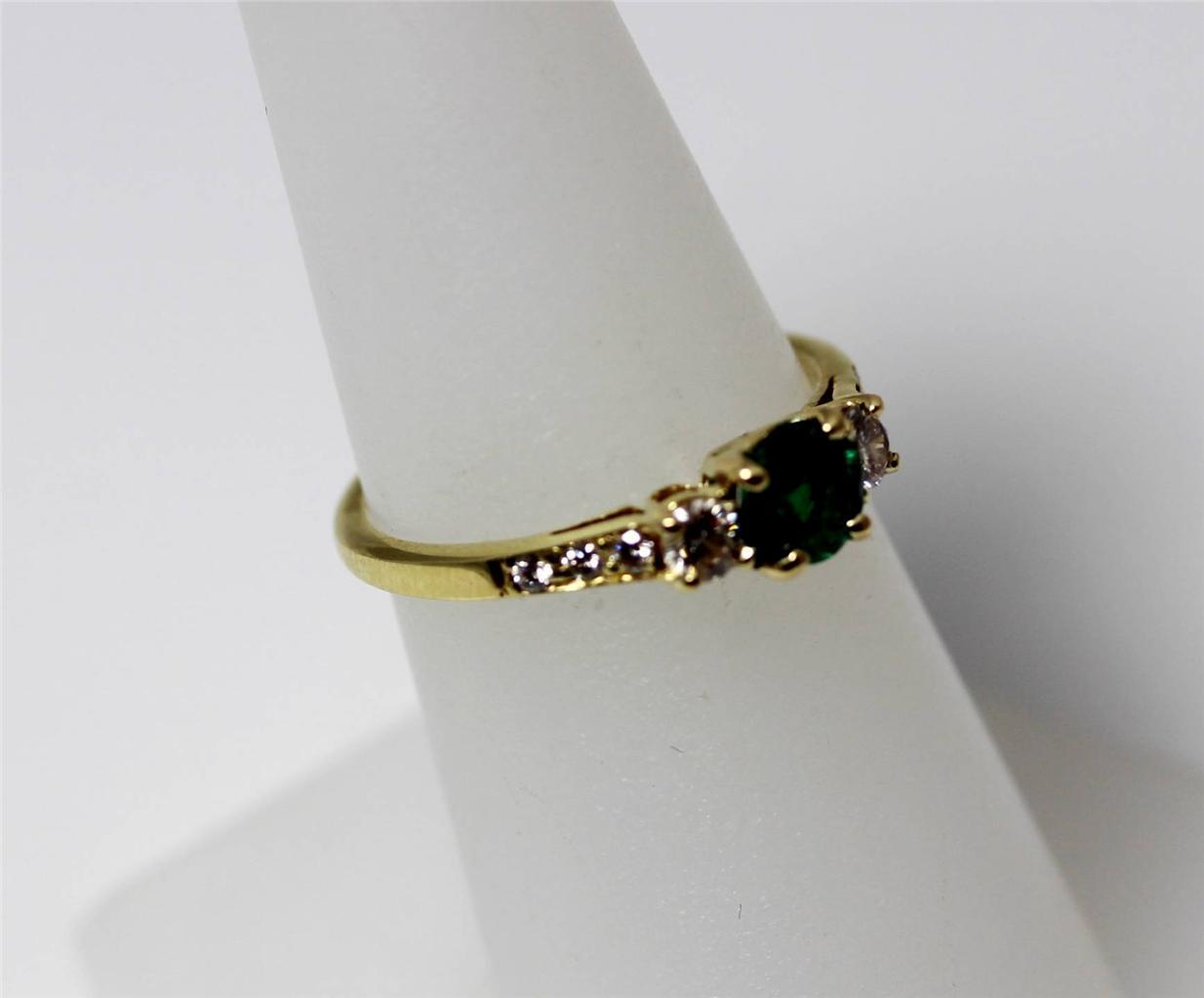 18K Yellow Gold 1/2ct Vivid Green Natural Emerald .35ctw Diamond Ring 6.5 – 5260