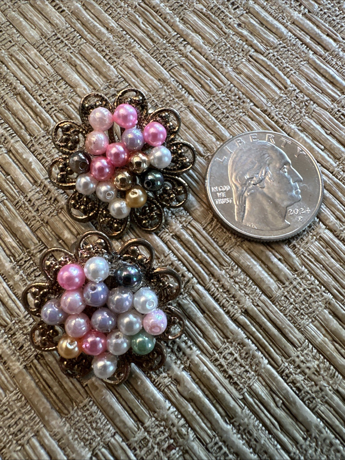 Vintage Style Beaded Necklace and Earings handmade beaded multi colored