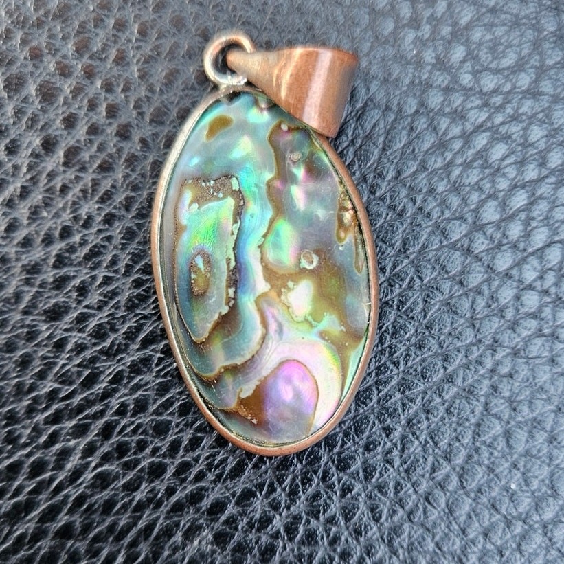 Abalone Shell Pendant Oval Paua Shell Iridescent Beach Jewelry