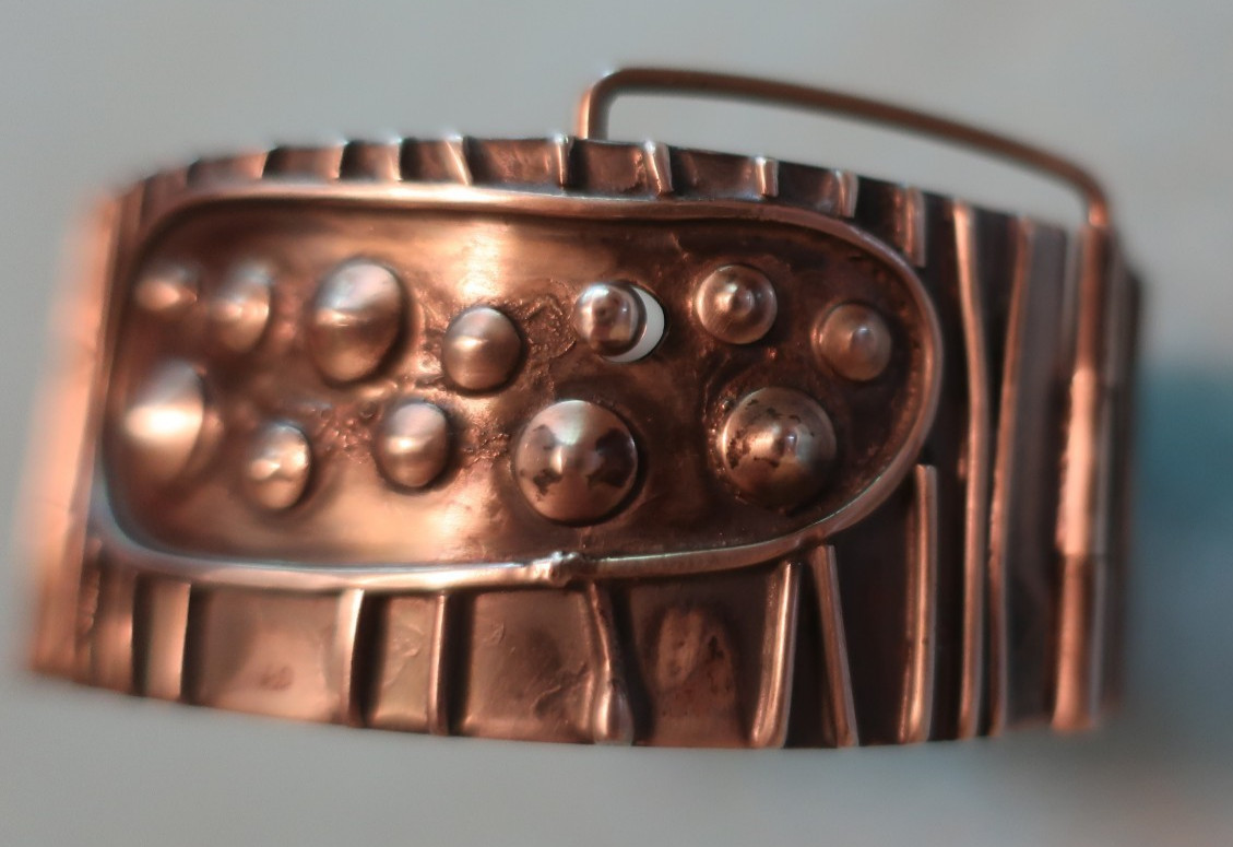 Vintage Segmented Sterling Cuff Bracelet; Made in USA by Peggy Johnson, May 1978