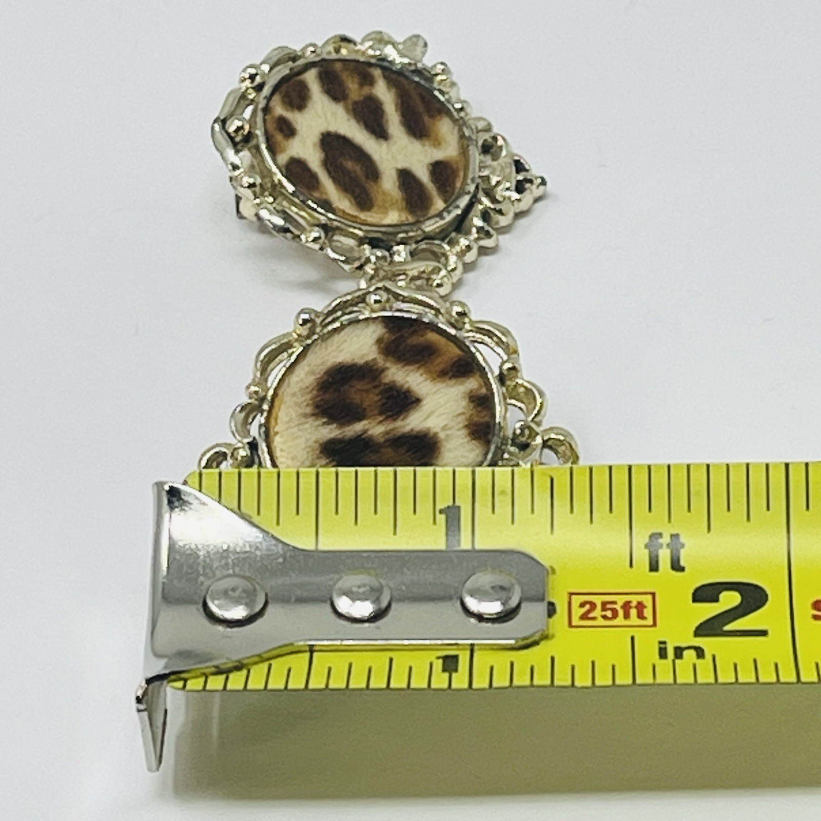 Vintage Faux Fur Leopard Print Earrings Clip On