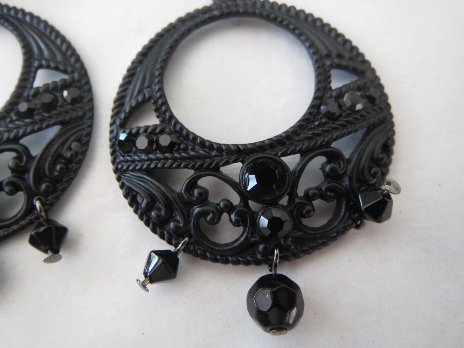 Vtg Lot Earrings All Black 1950s To 1980s