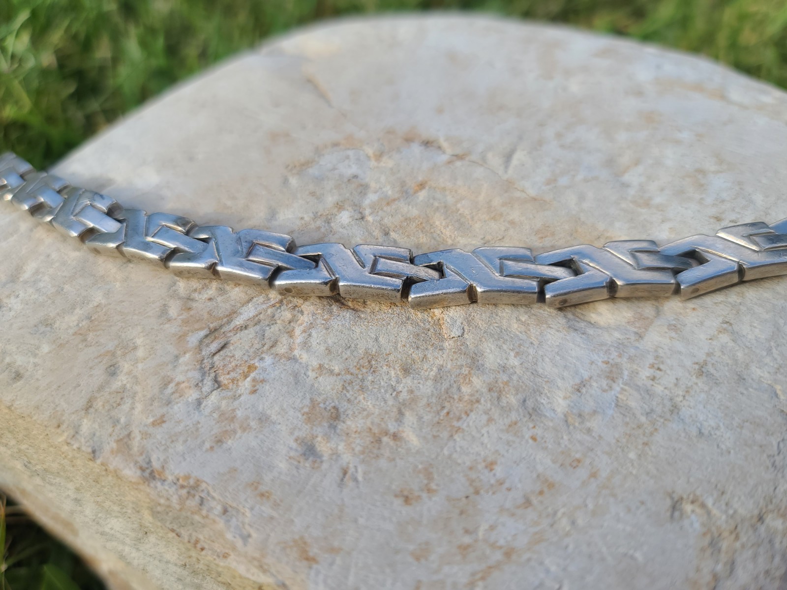 VTG Taxco MEX Sterling 925 Solid Silver X-Link 9.9mm Chain Bracelet 7.75″ 60gr