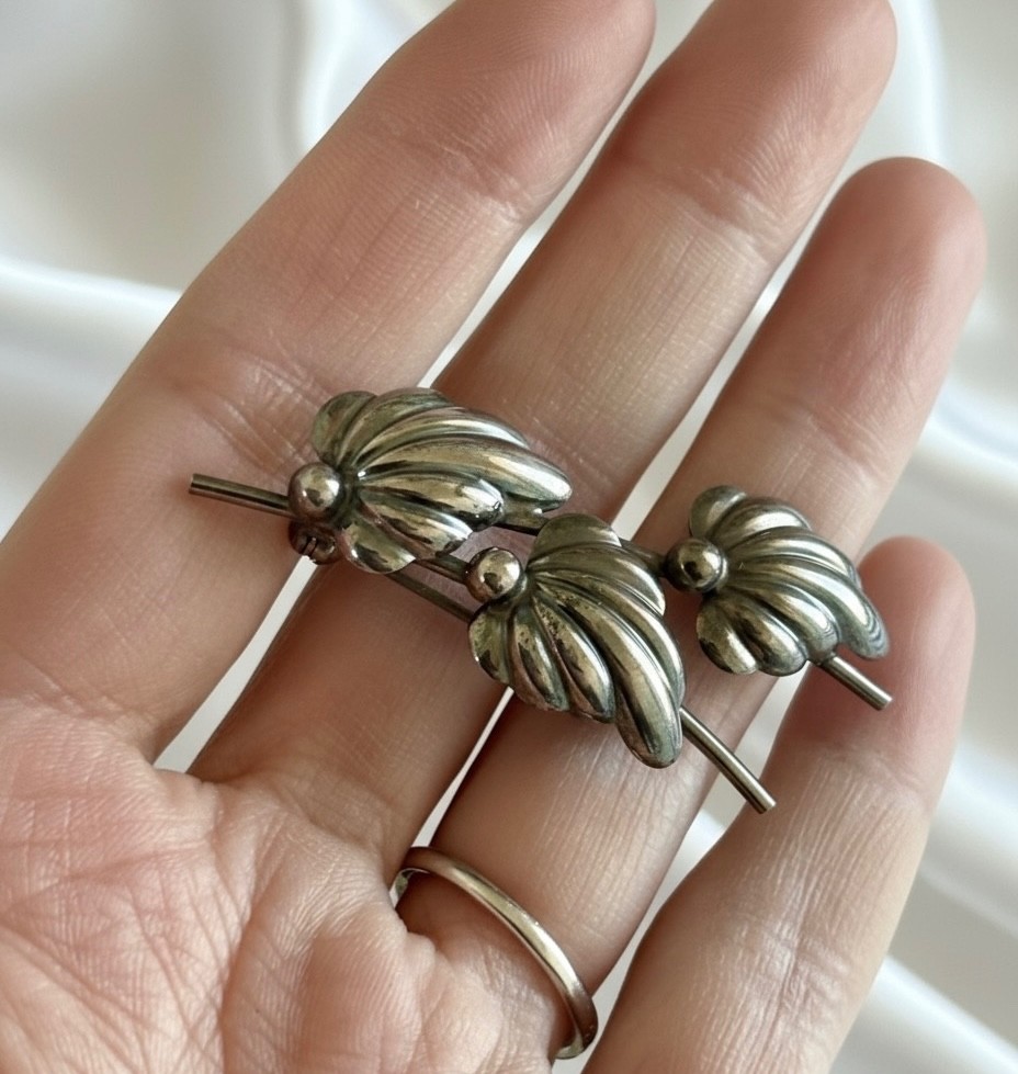 Vintage N E From Sterling Silver 925 Floral Brooch Modernist Denmark Niels Erik
