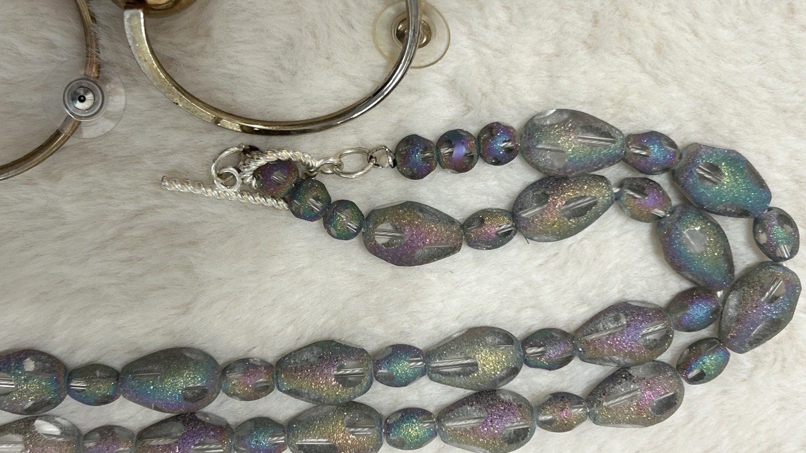 Vintage 90’s Jewelry Lot Of 6 Turquoise Lavender Silver Tone Necklace Earrings