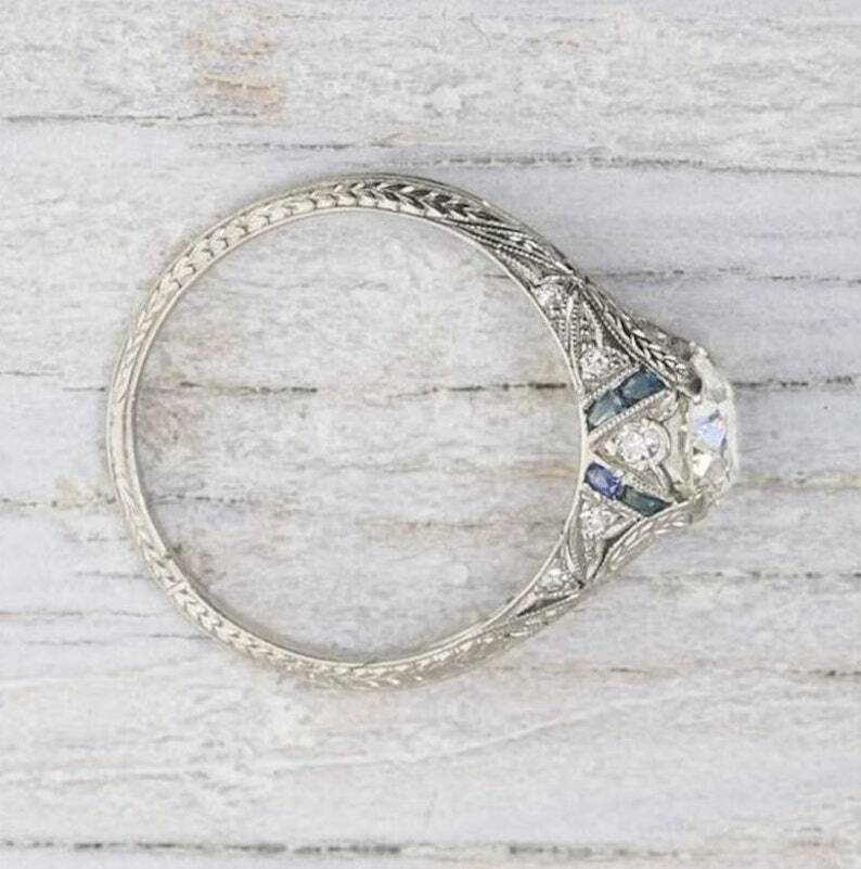 Vintage 1930s Edwardian 2.45 Ct Round Moissanite Engagement Iconic Retro Ring