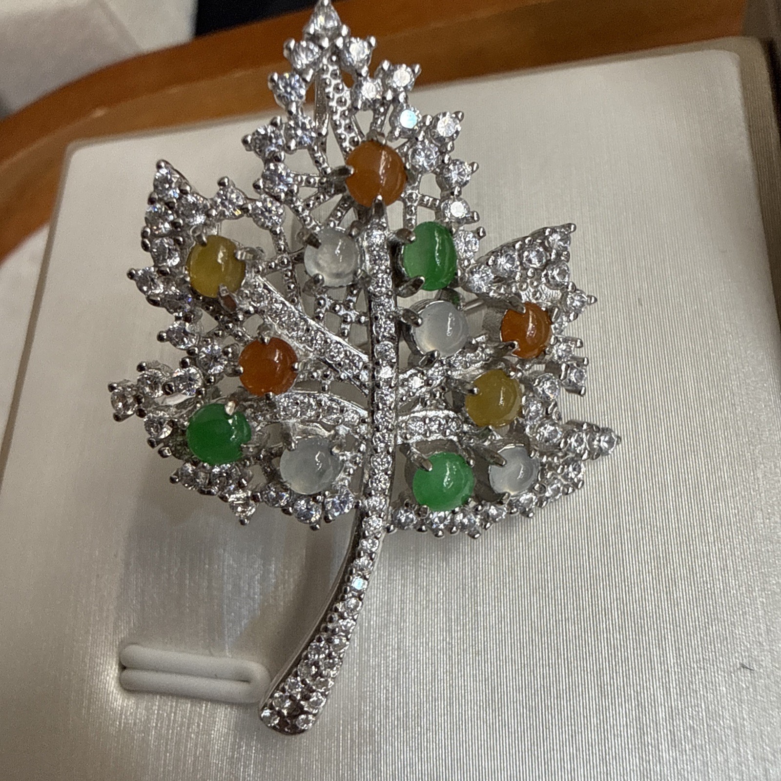 S925 Sterling Natural Jadeite Pendant And Brooch
