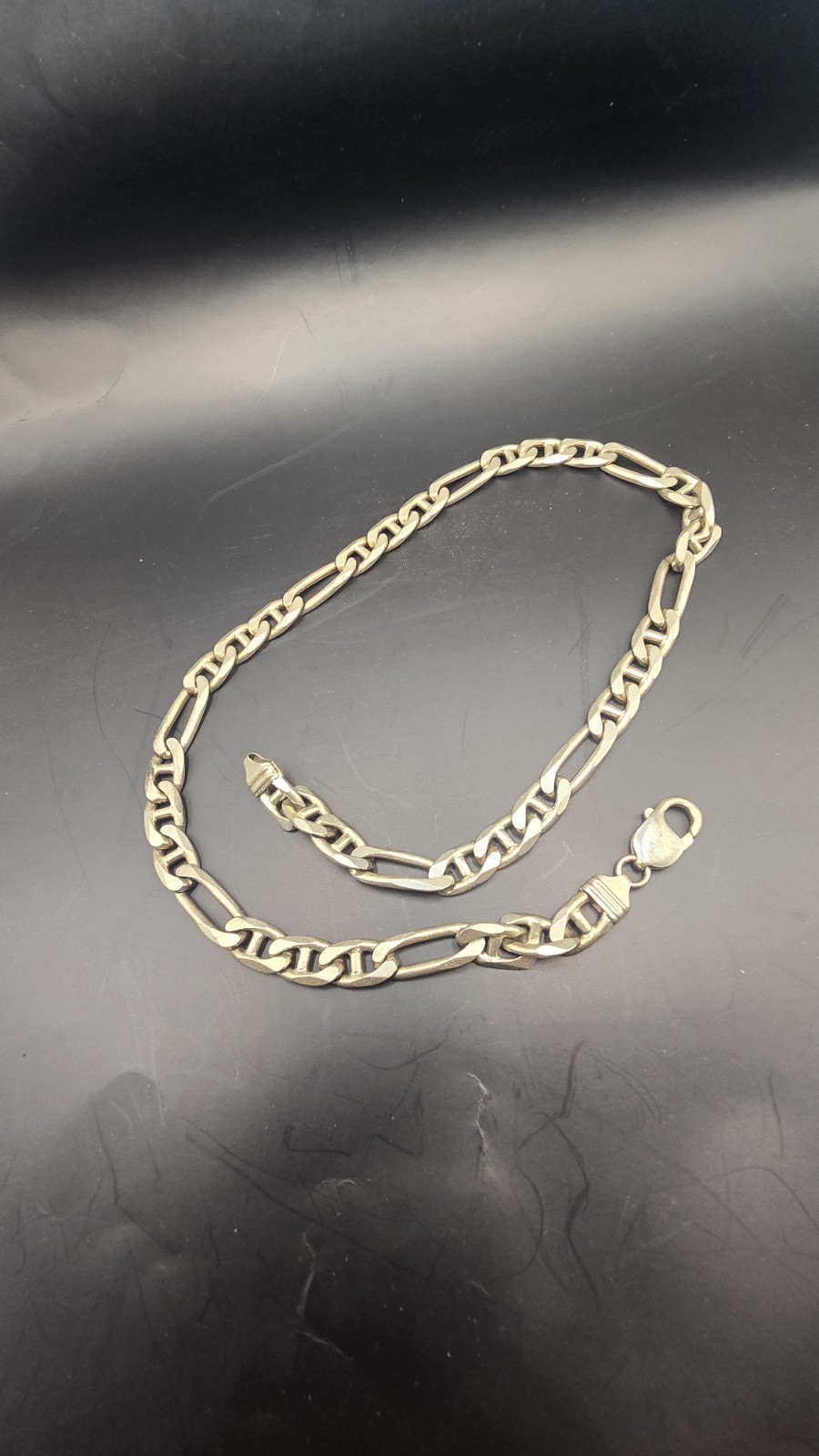 Vintage Sterling Silver Italy 925 Figaro Link Chain Necklace 20″ 70 Grams