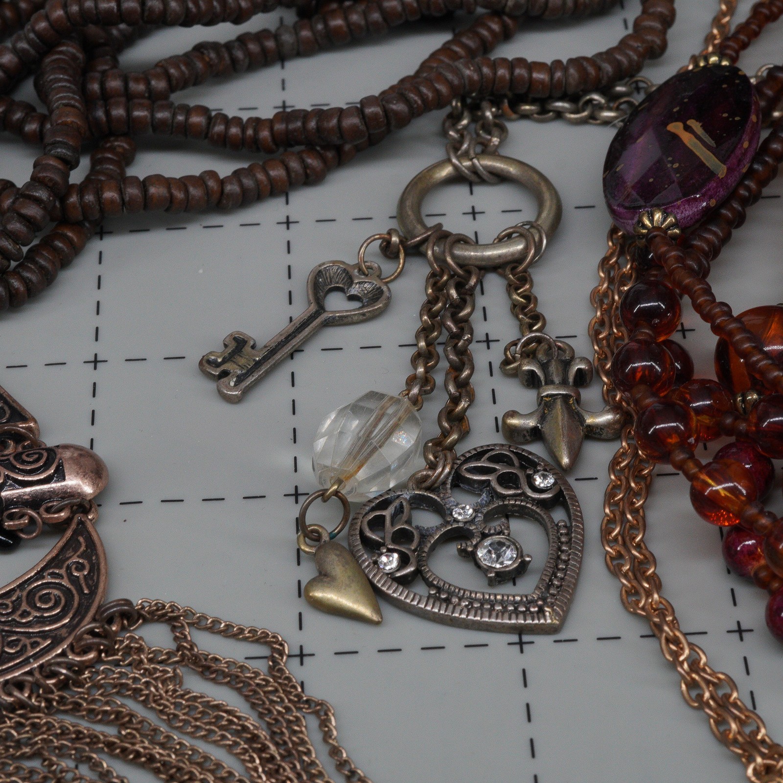 Boho Revival Jewelry bohemian Mix Layered Beads Leather wood beads & fringe 16pc