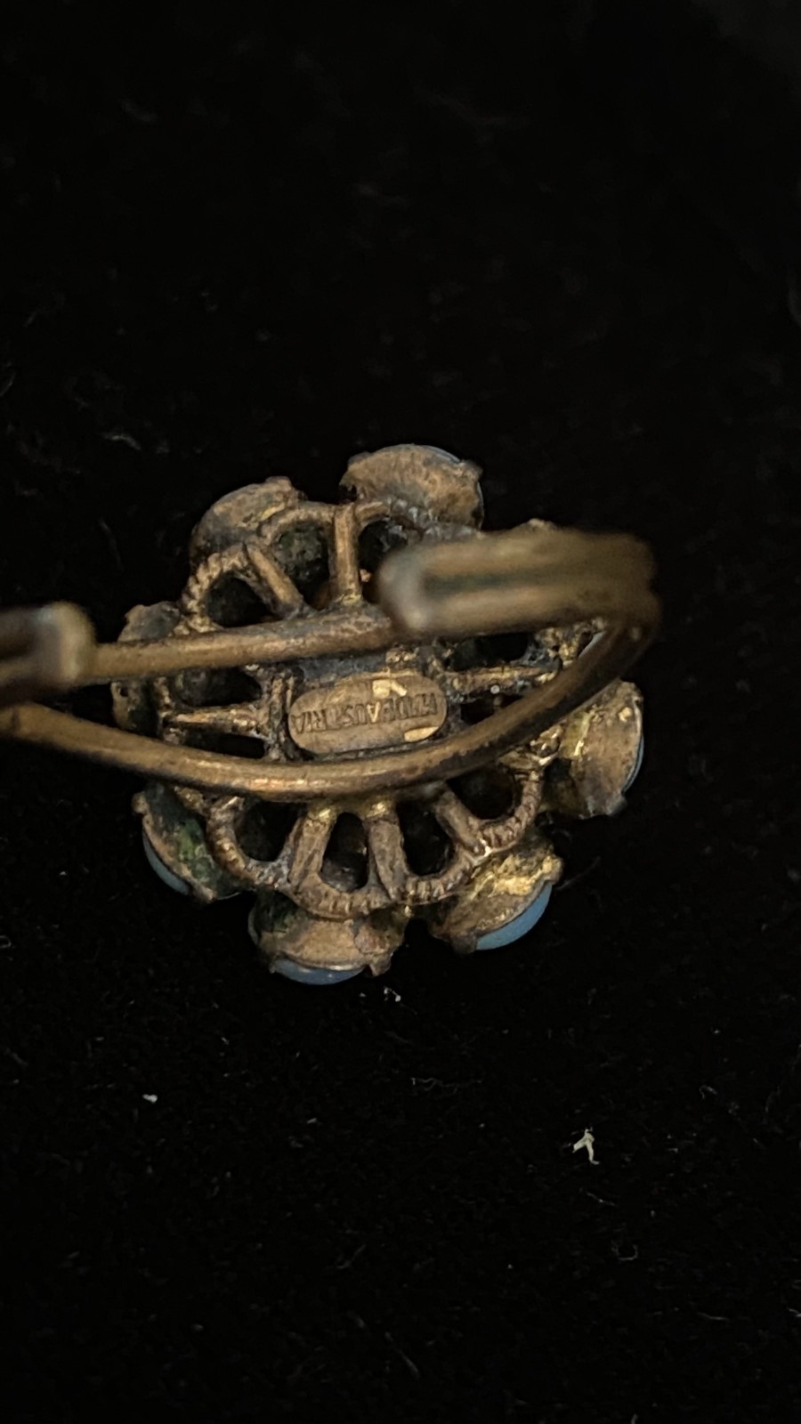 Vintage Austrian Opal Glass Cluster Ring | Mid Century Atomic Cocktail Ring (Rep