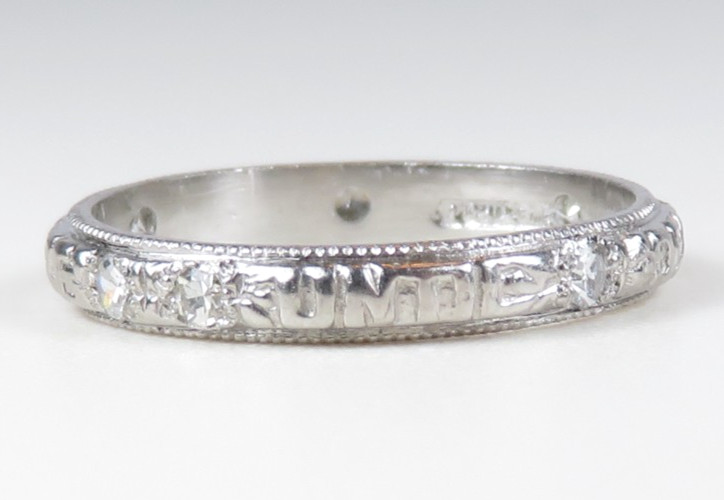 Rare Antique Platinum Diamond Vow Ring “Until Death Do Us Part” Size 5.5 UK-K1/2