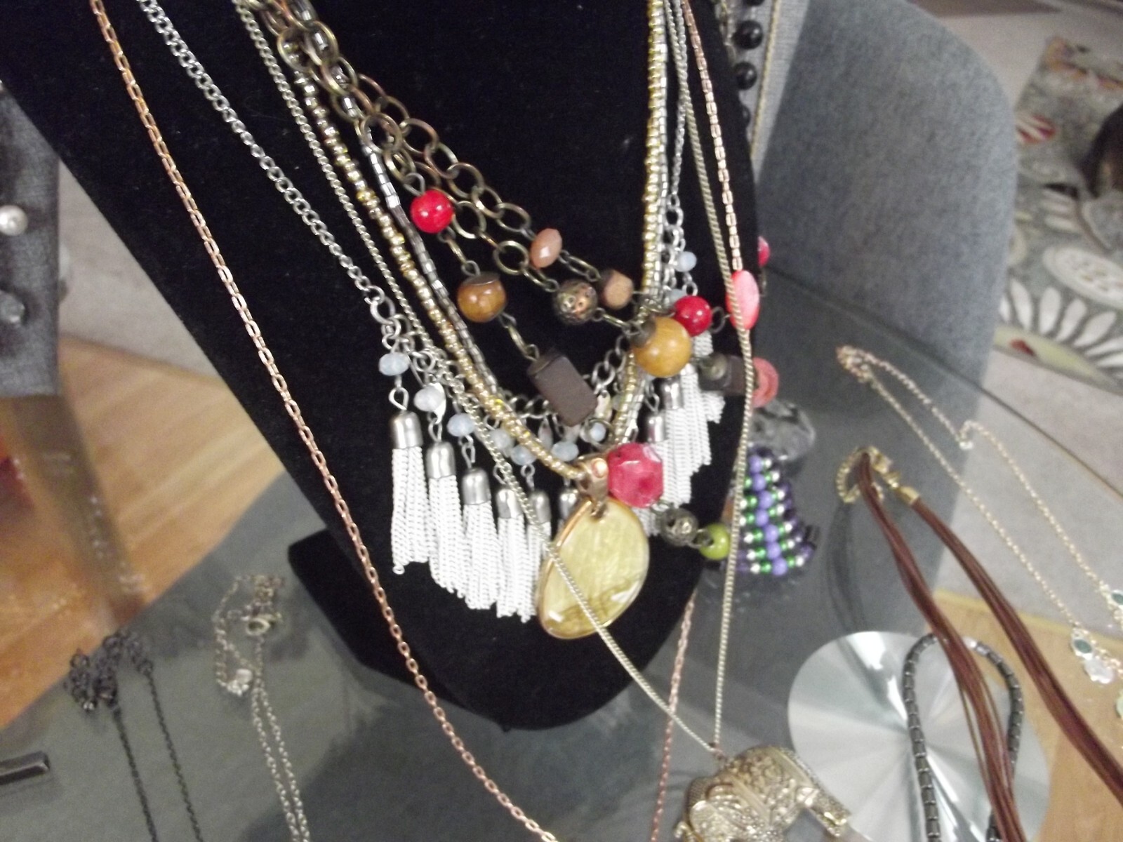 Lot of 50+ Necklaces Vintage 2 Now Some signed ,Stone, Glass, Shell, Acrylic Etc