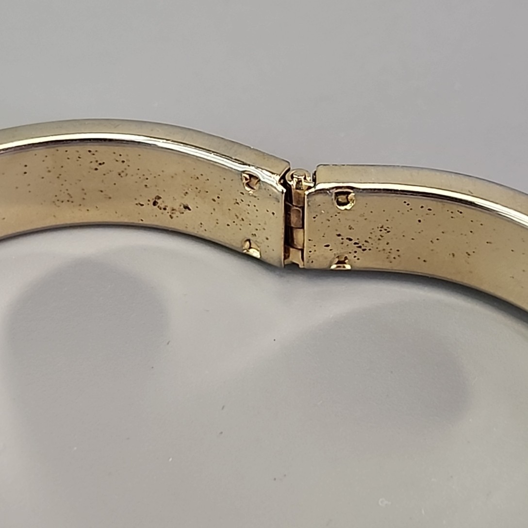 Vintage Bangle Bracelet 1cm Glossy Gold Tone 6.75″