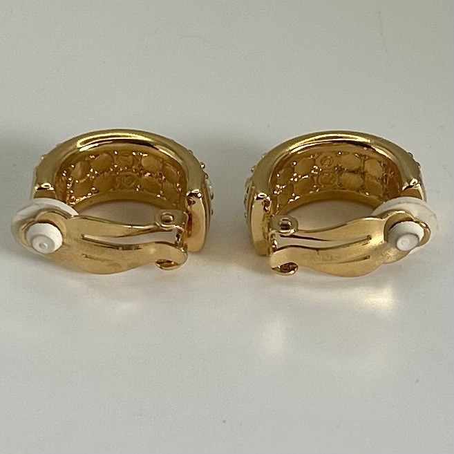 Swarovski Vintage Statement Earrings Clip Gold Plated Large Pave Crystals