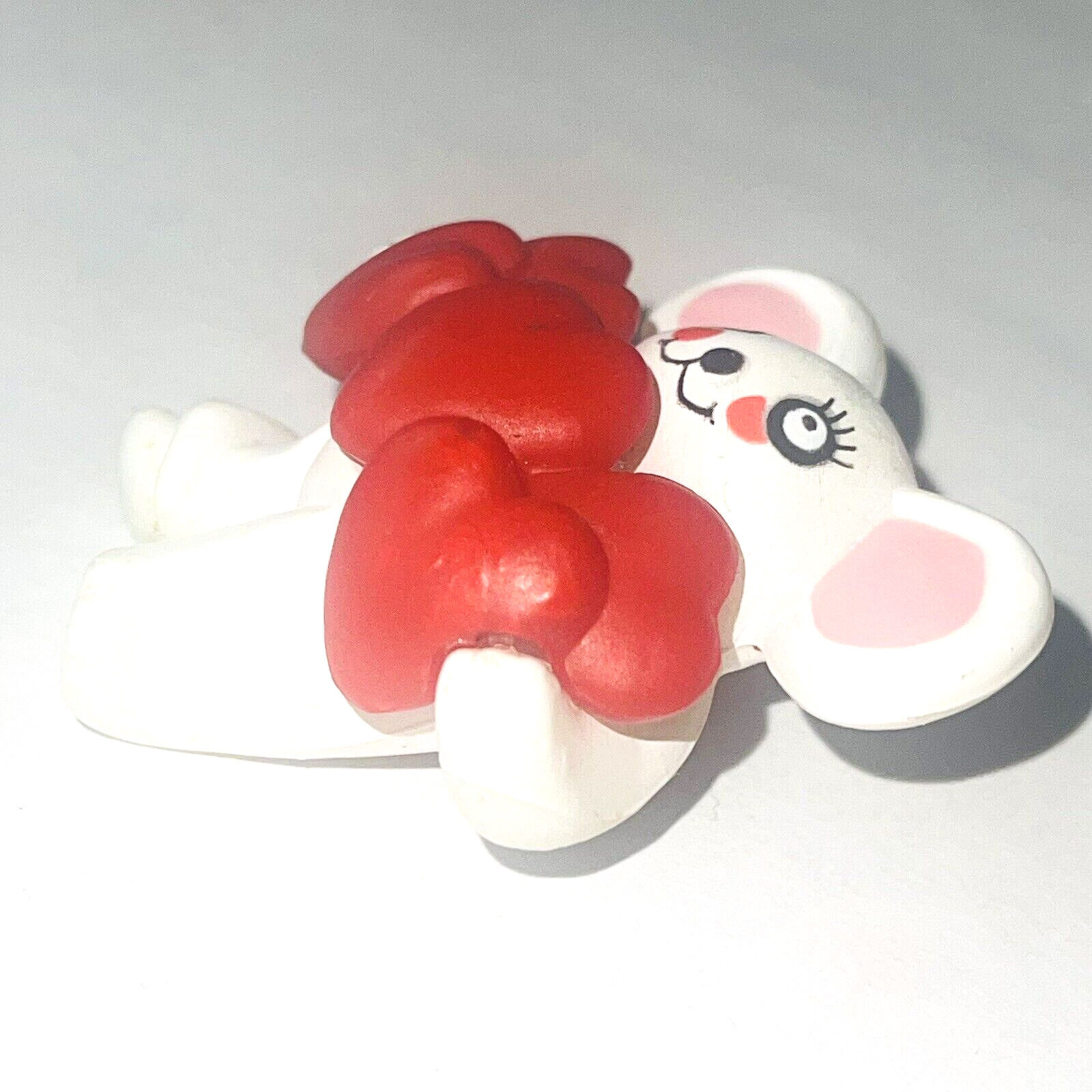 80s Brooch Lapel Pin Mouse Hearts Love Red White Pink Fun World 1984 Vintage