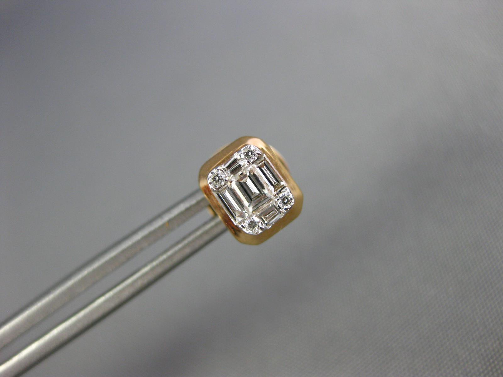 ESTATE .28CT DIAMOND 18K ROSE GOLD ROUND & BAGUETTE CLUSTER SQUARE STUD EARRINGS