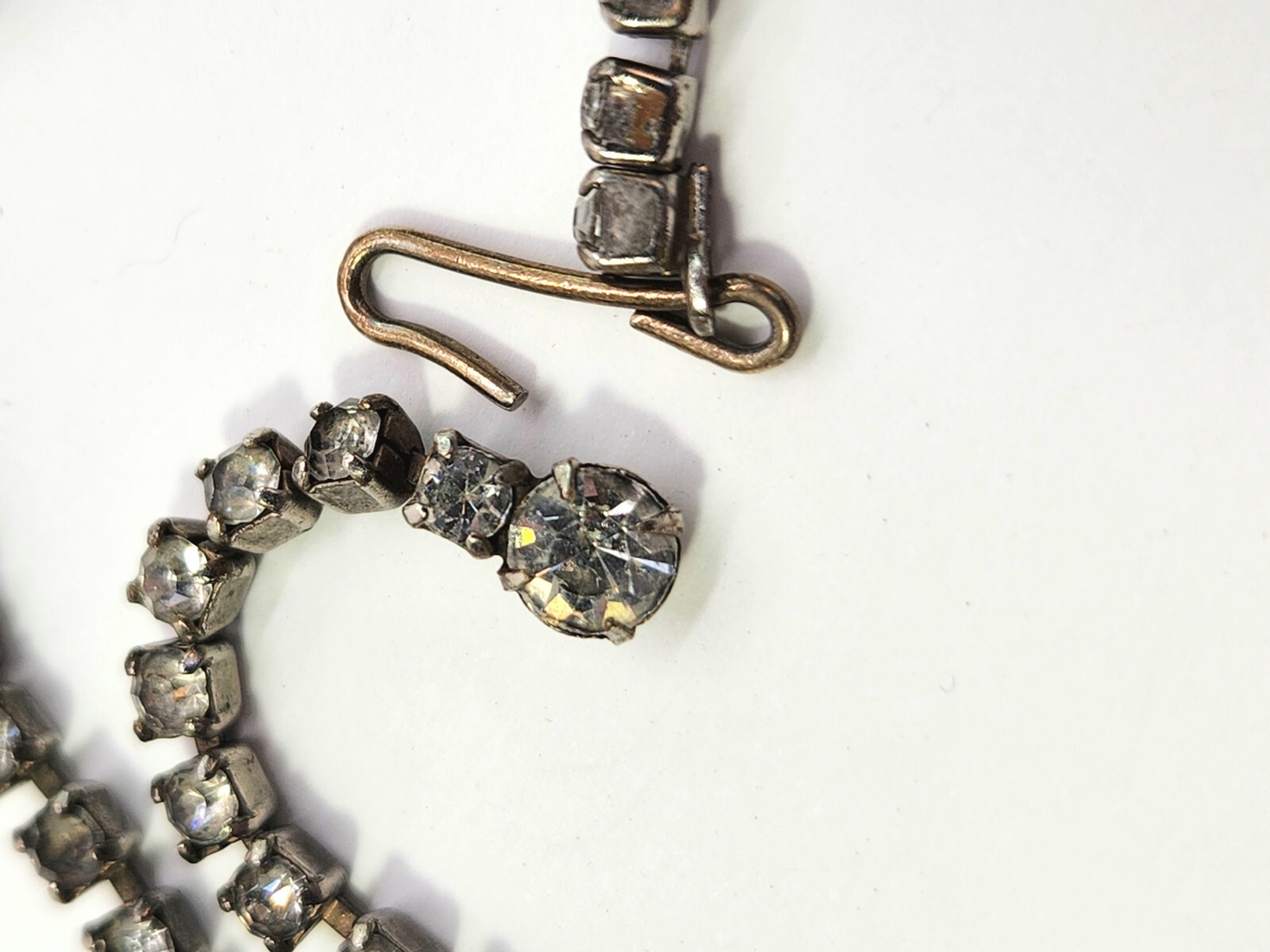 Vintage Brutalist 15″-17″ Choker Necklace AB Rhinestones Statement Piece 1950s