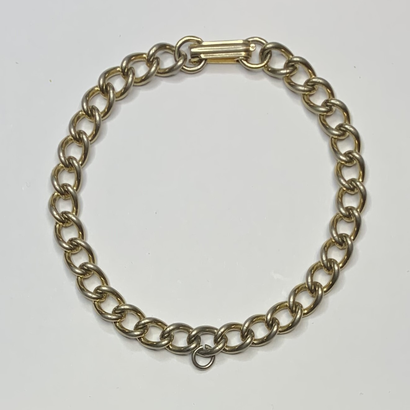 Vintage Gold Tone Emmons Curb Link Starter Charm Bracelet 7.25″