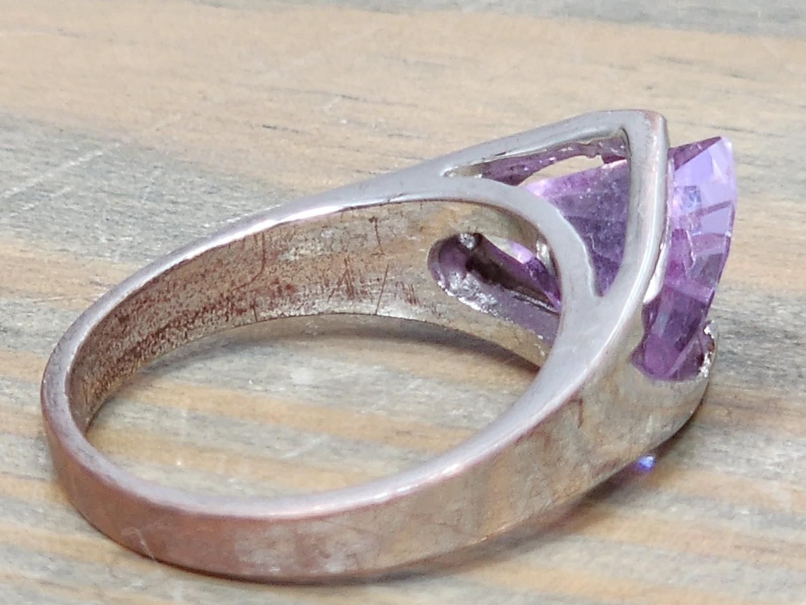 Purple Ring Faceted Gem Stone Statement Prong Size 7