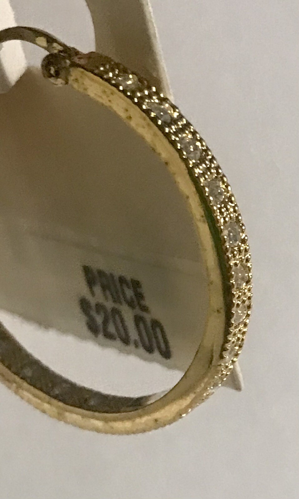 1-1/4” HOOP Earrings NOC Gold & rhinestone pierced Charter Club Retail $20