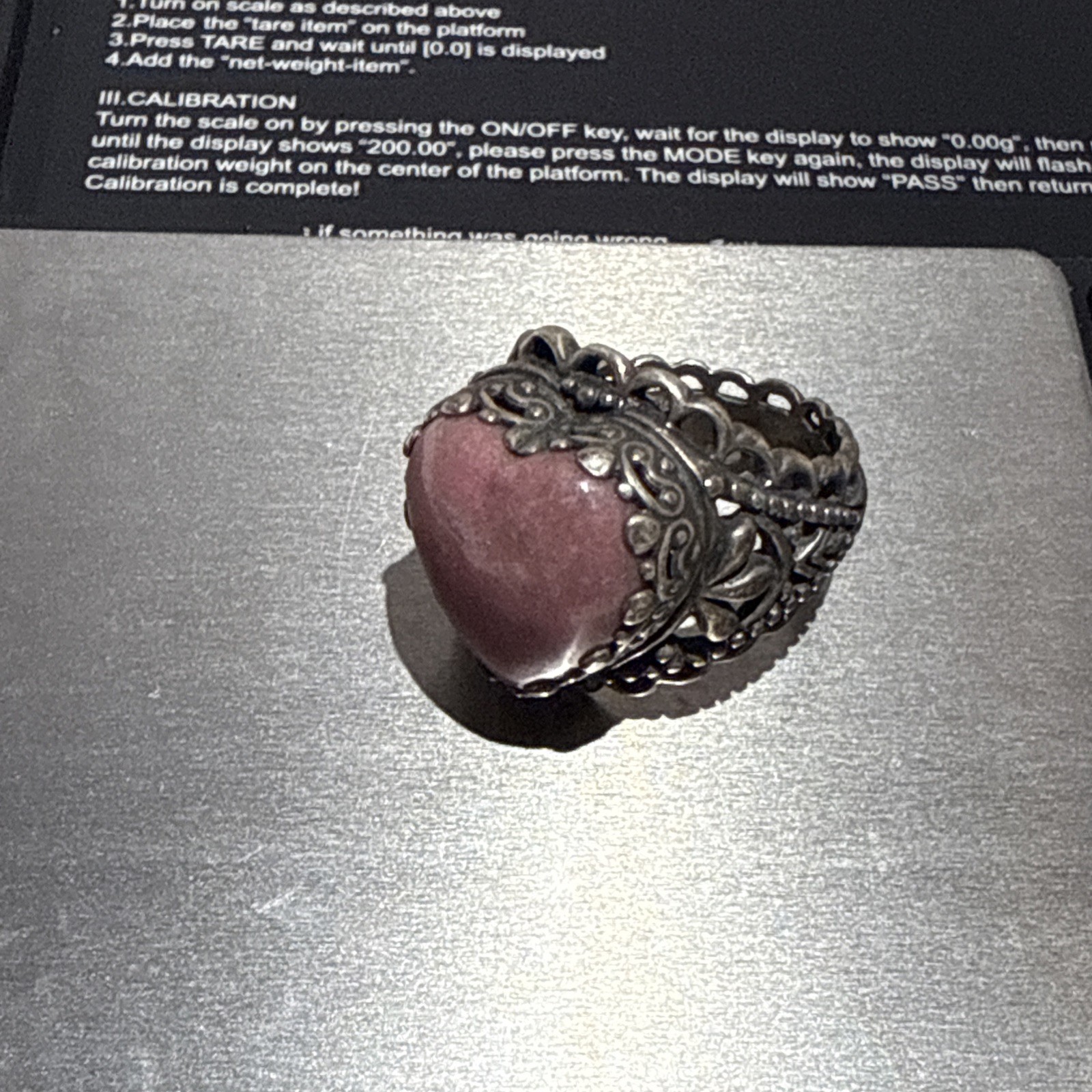 Carolyn Pollack Heart Ring Pink Rhodonite Te Amo Size 6 Sterling Silver 925