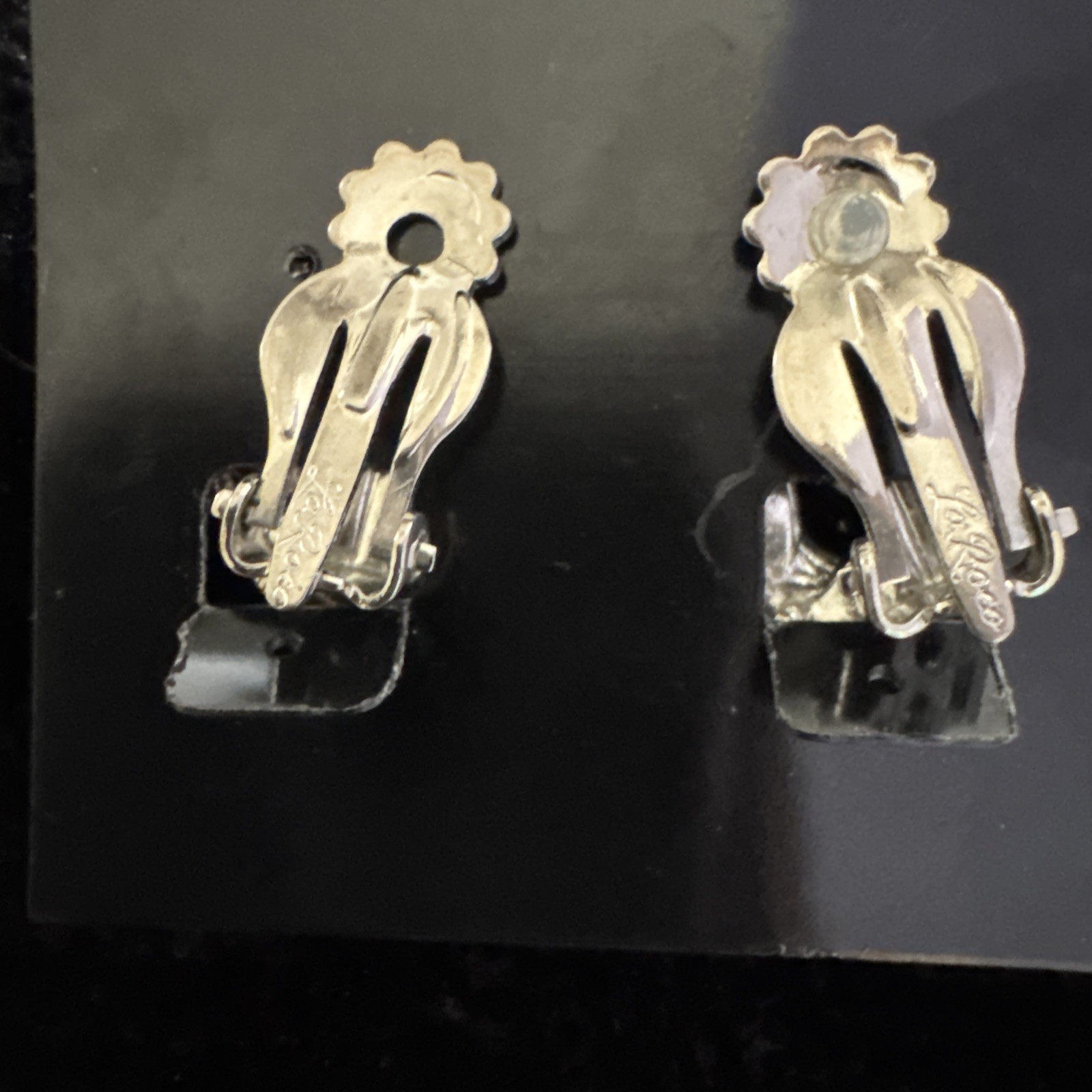 Vintage La Roco Signed Clear Rhinestone Butterfly Wing Clip On Earrings