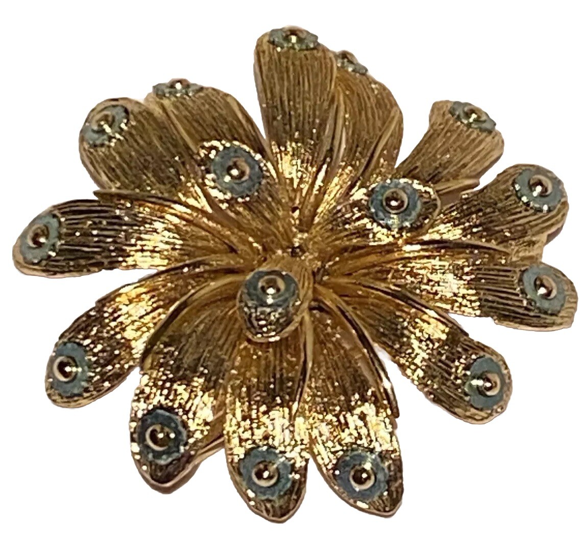 ORENA PARIS VINTAGE GOLD TONE SCULPTURAL BROOCH PIN