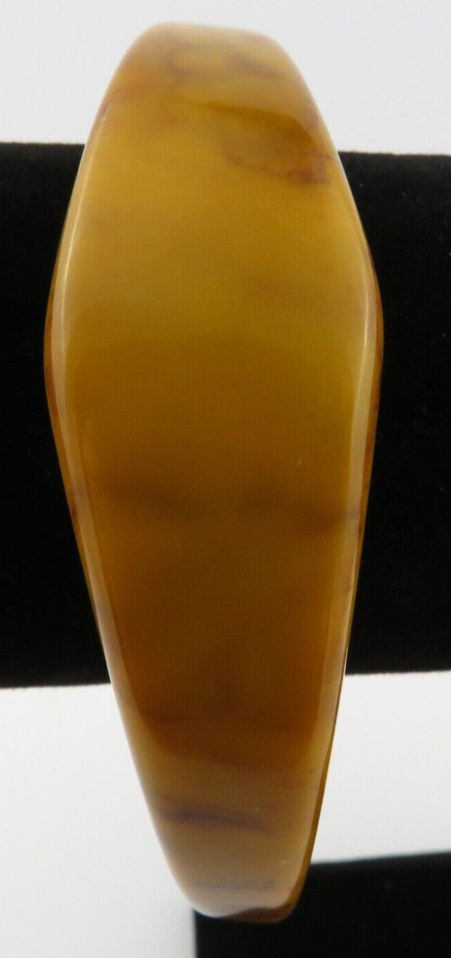 Vtg.Bakelite Chunky Wavy Bangle Bracelet Butterscotch/Choco Swirl retro Jewelry