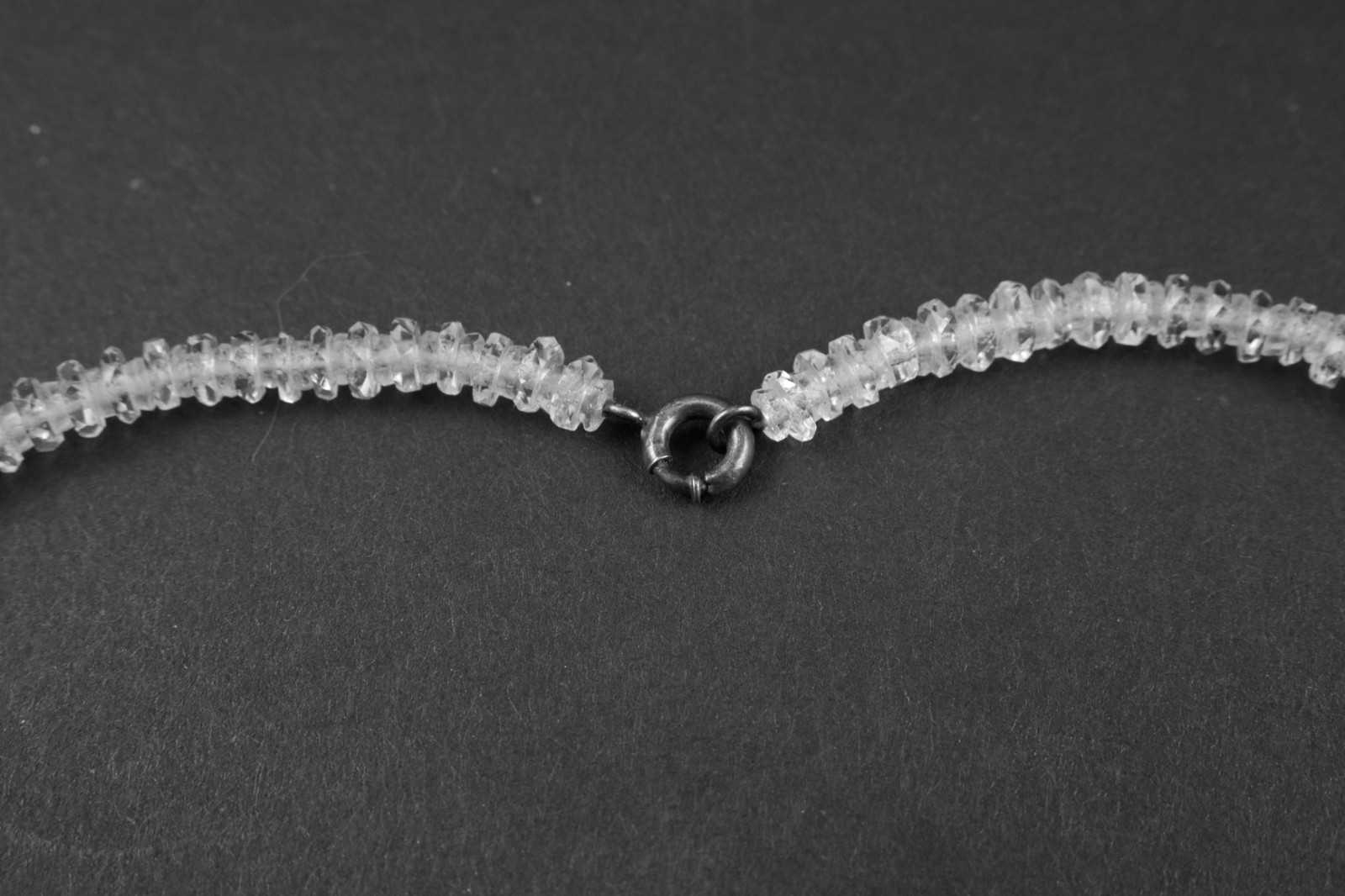 Vtg Art Deco Faceted Rock Crystal Glass Graduated Rondelle Disc Bead Necklace