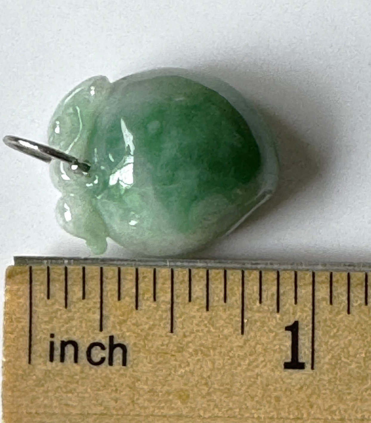 Vintage Hand-Carved Green Jadeite Jade Peach Pendant