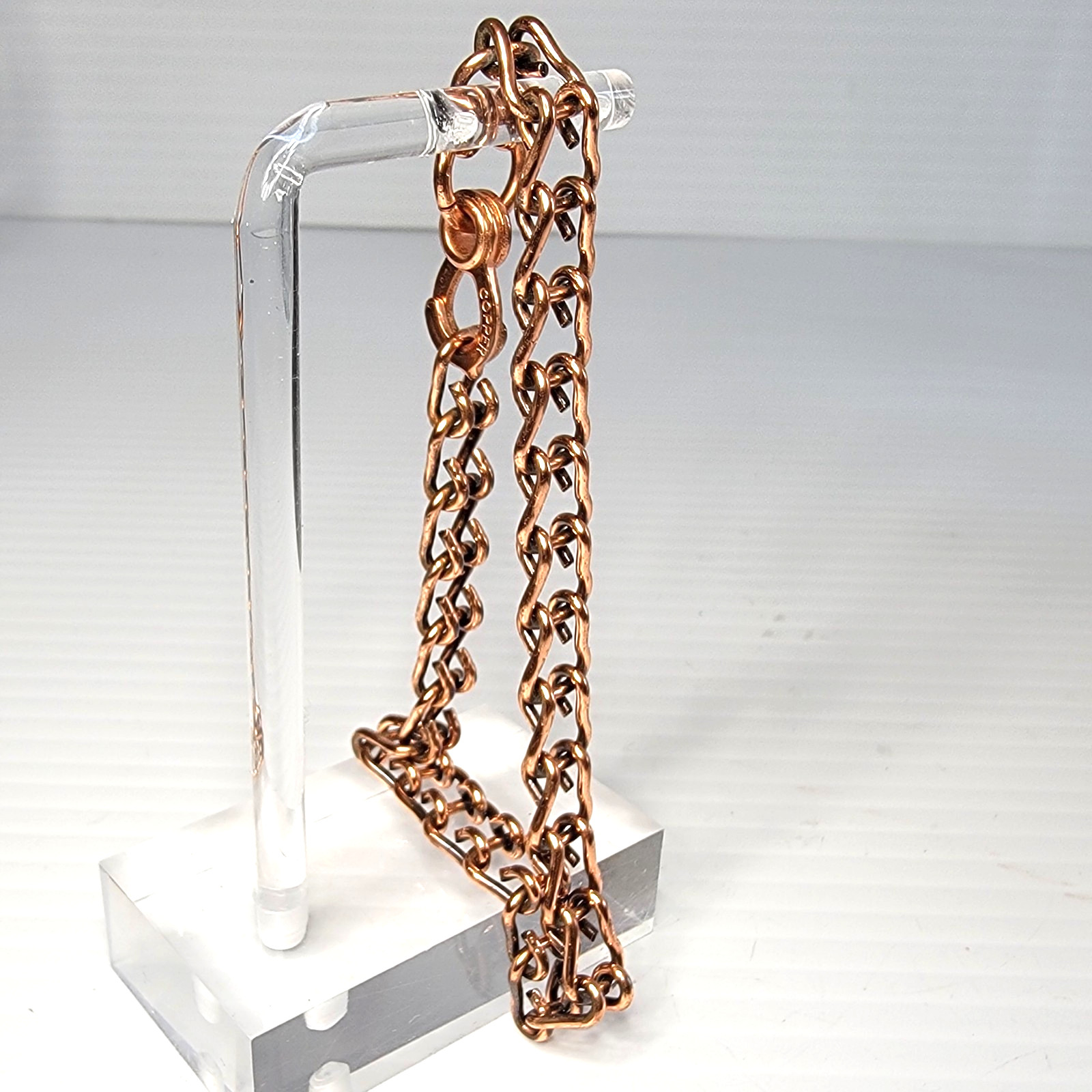 Vintage Solid Copper Double Link Ladder Chain Bracelet 8″ Sister Hook Clasp 14g