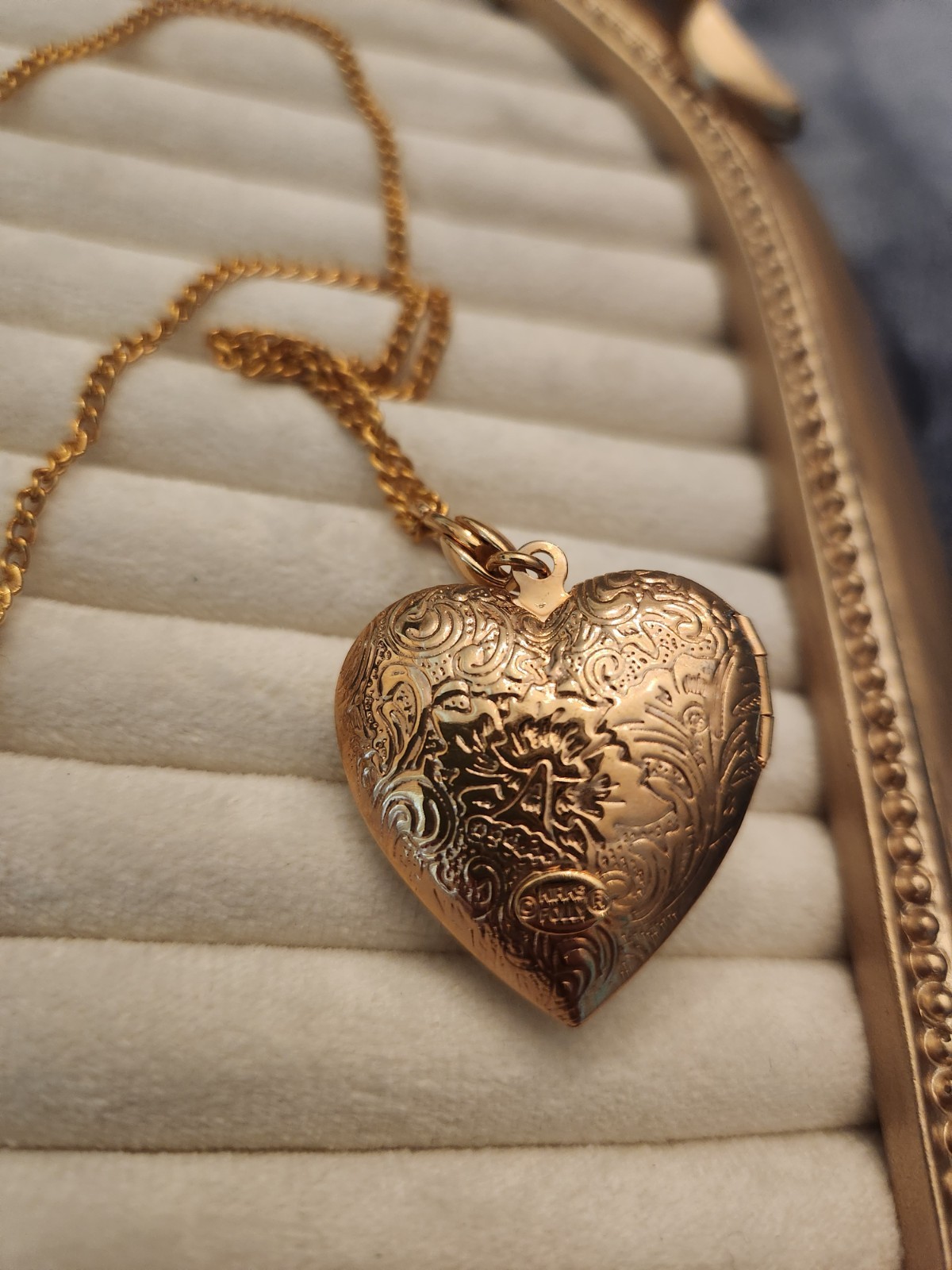 Kirks Folly Lavender Glass Dream Angel Cameo heart-Shaped Locket Necklace