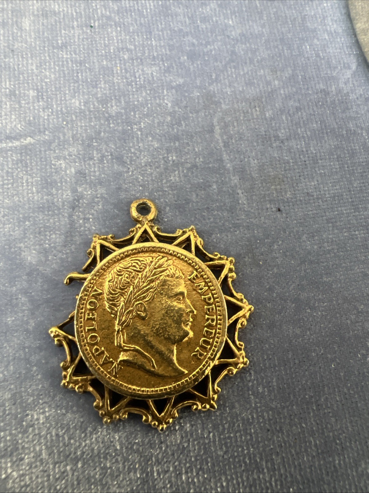 Vintage Austrian Double Eagle Coin Charm Pendant Gold Tone Frame AS IS