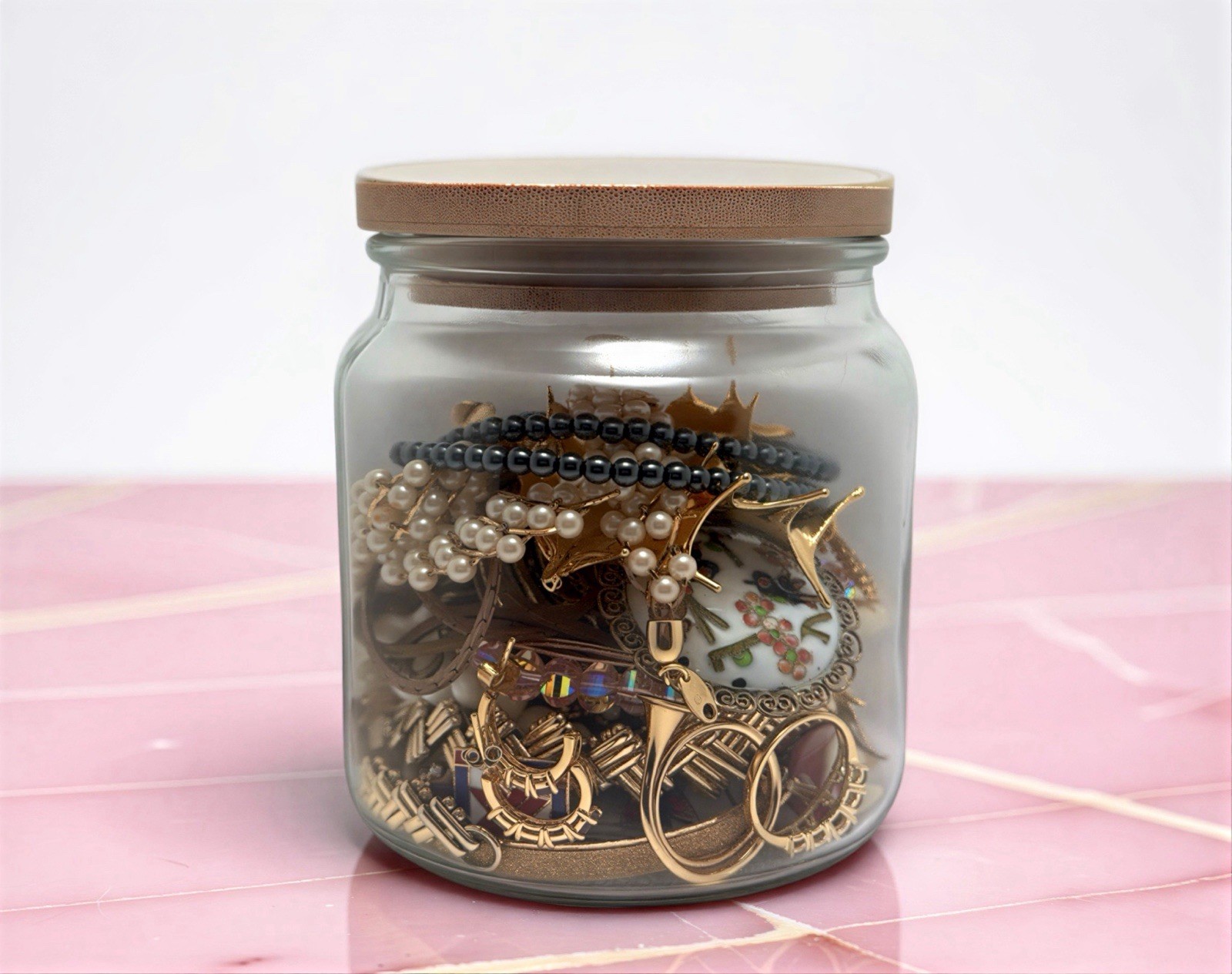 Mystery 27 pieces Jewelry Jar Vintage -Modern Gold Costume Napier Monet Avon