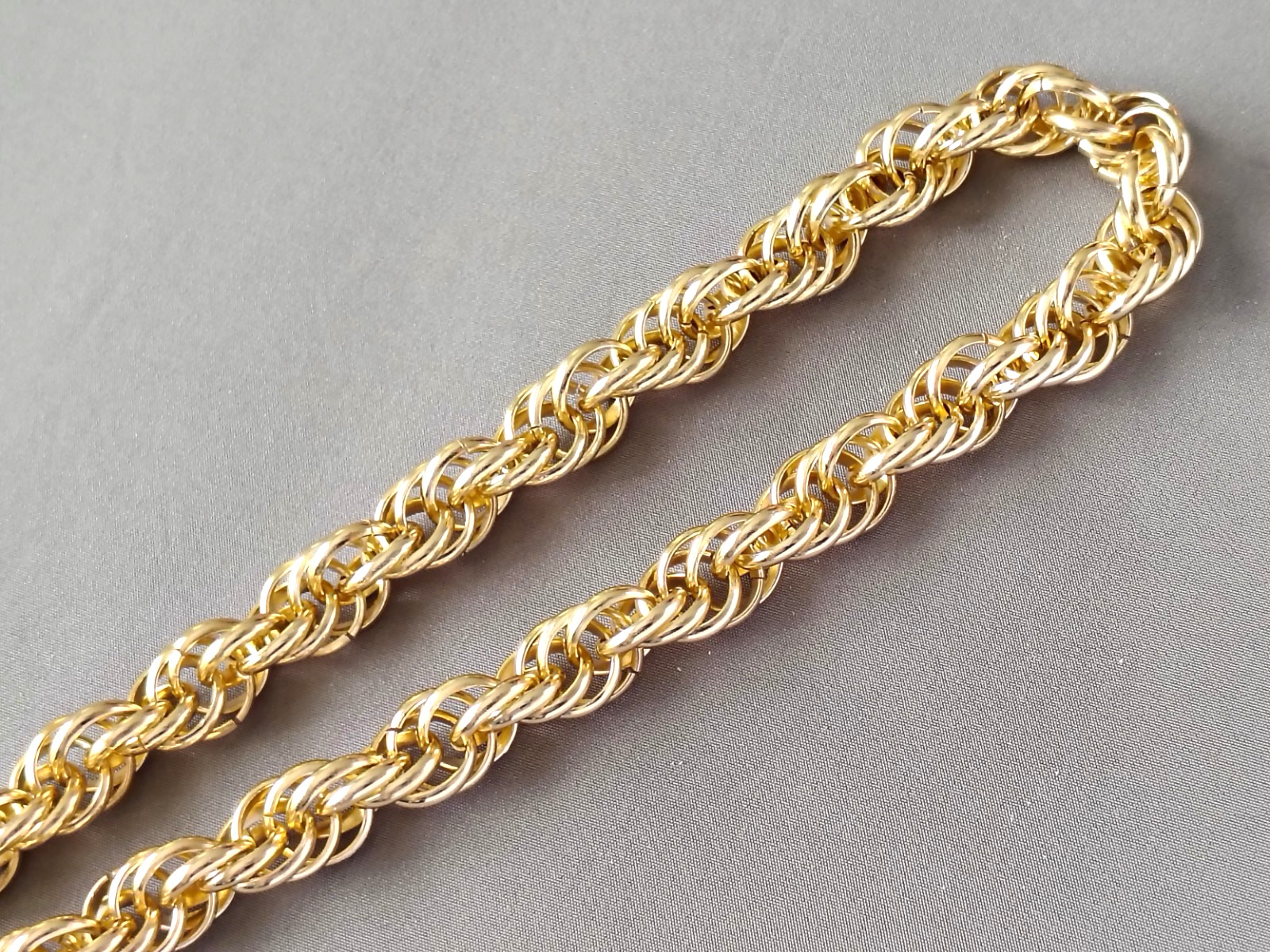 Vintage Goldtone Aluminum Light Weight Large Link Chain Necklace 18″ Long