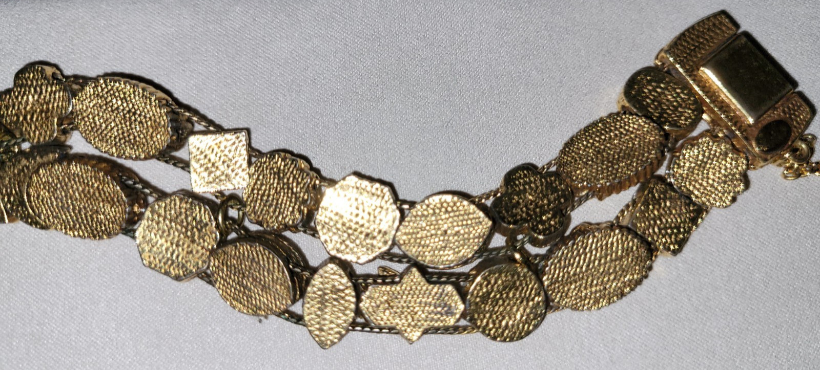 Vintage Goldette Double Row Slide Bracelet Charms