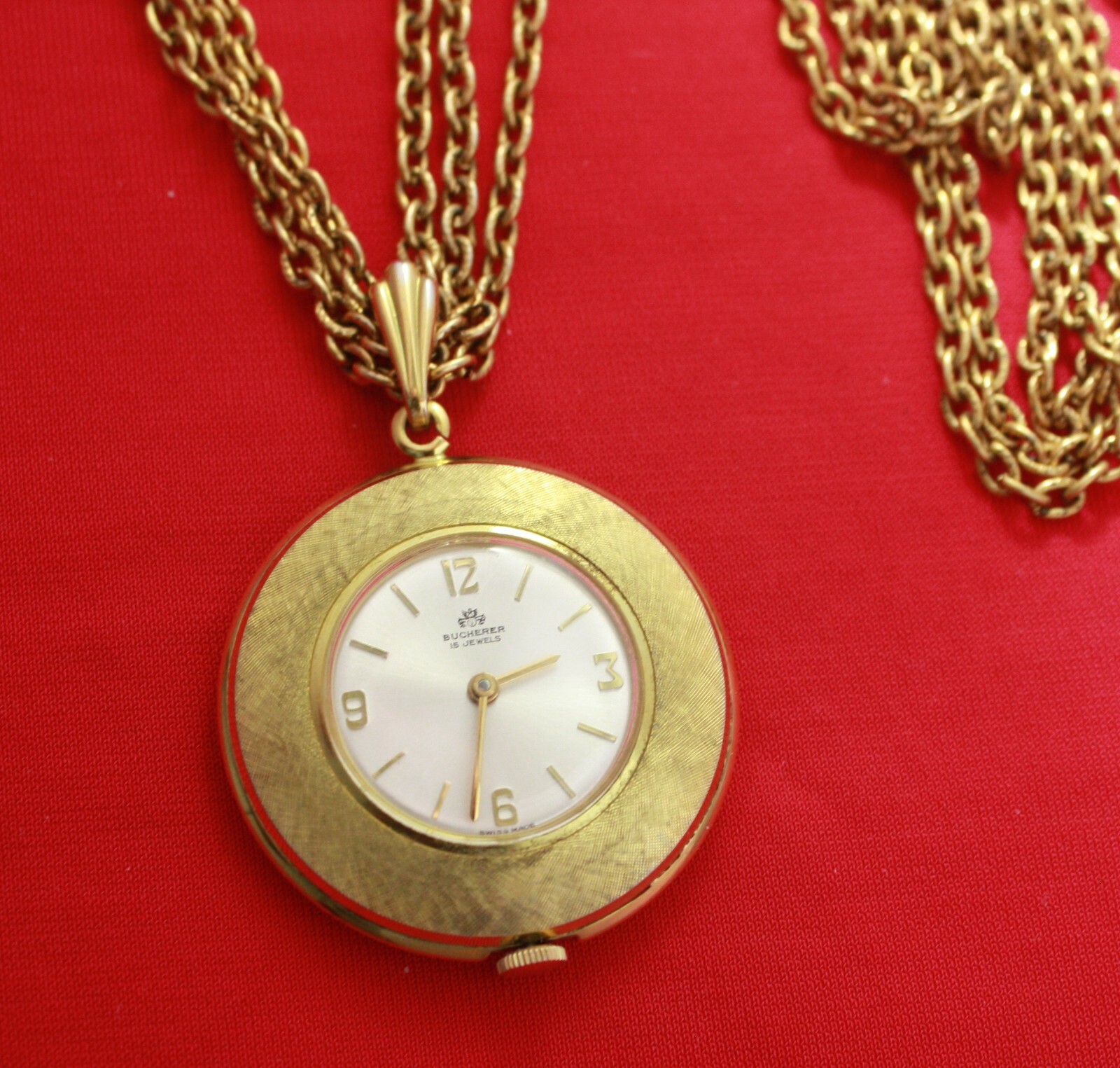BUCHERER Swiss 15 Jewels Manual Wind Watch Pendant Runs & Multi-strand Necklace
