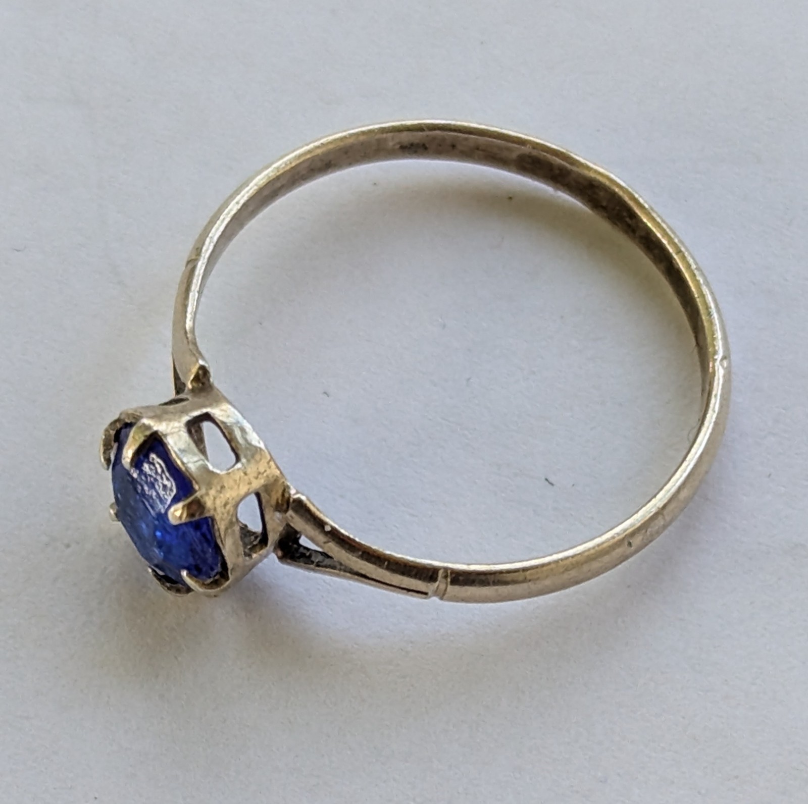 Vintage Soviet USSR ring sterling silver 875 ⭐ Size 10.5 Weight 1.63 g Blue gem.